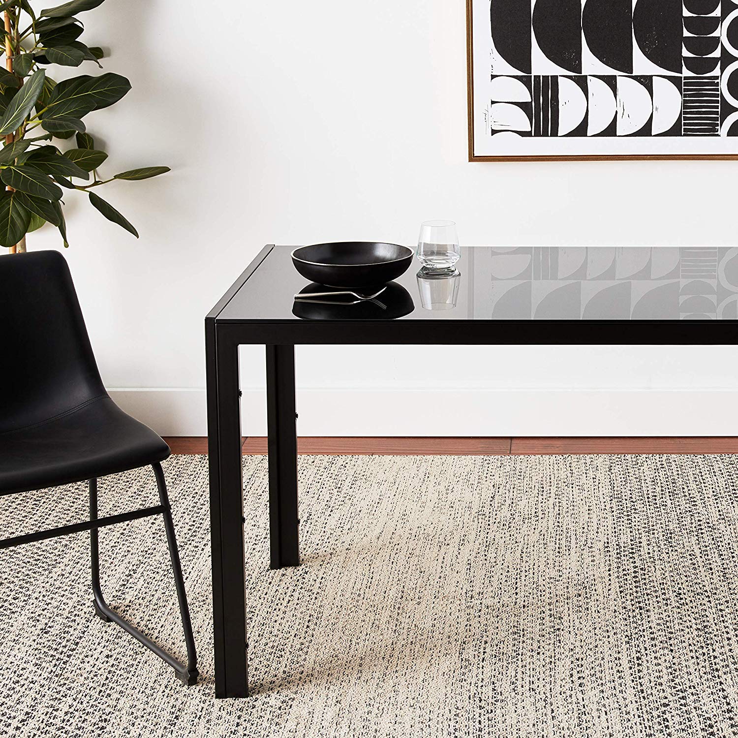 IDS Classic Modern Dining Table with Tempered Glass Top & Sturdy Metal Frame - 51.18