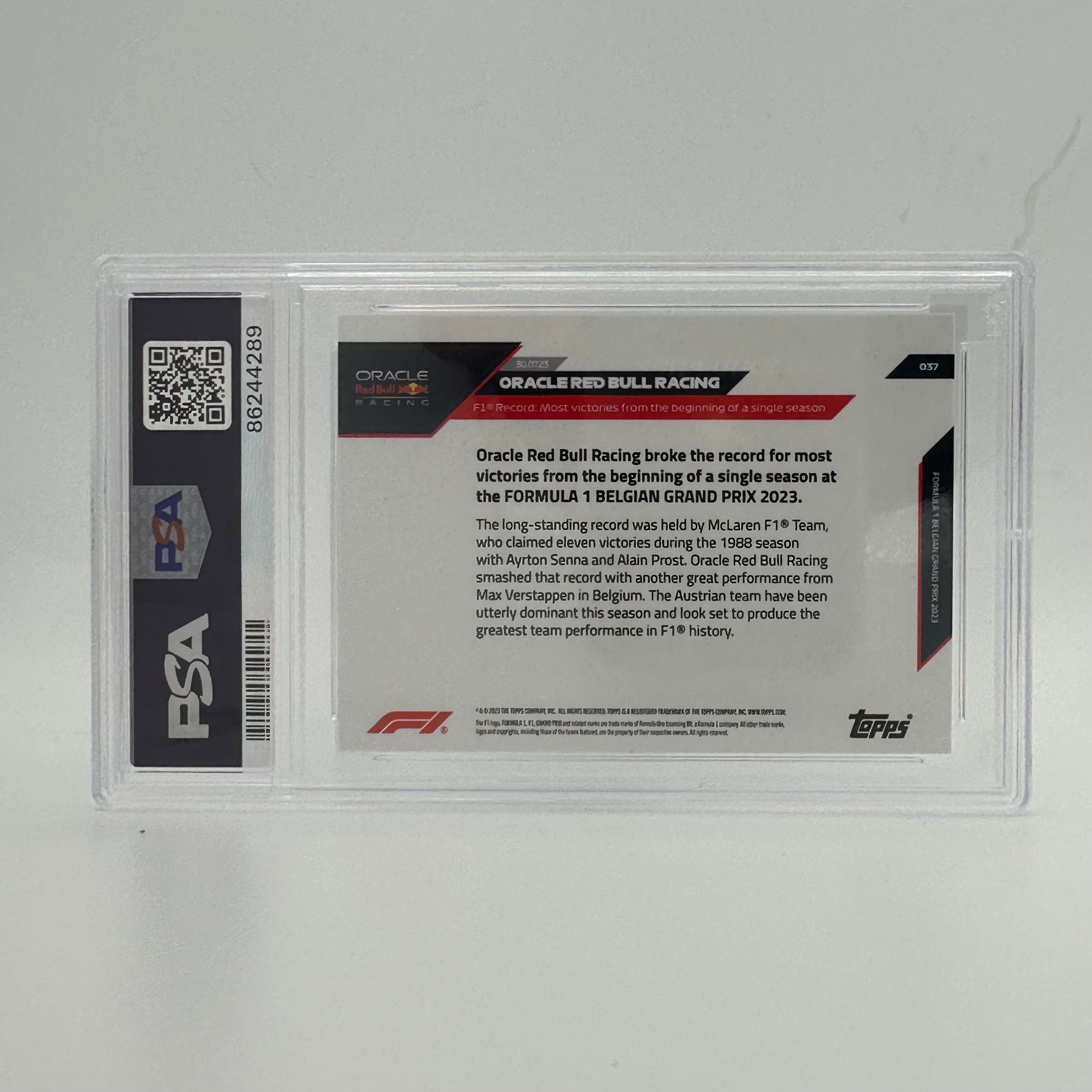 1/1 Gold Oracle Red Bull Racing #37 PSA 10 Graded Trading Card - Perfect for F1 Collectors, Sports Memorabilia Enthusiasts, and Racing Fans Display
