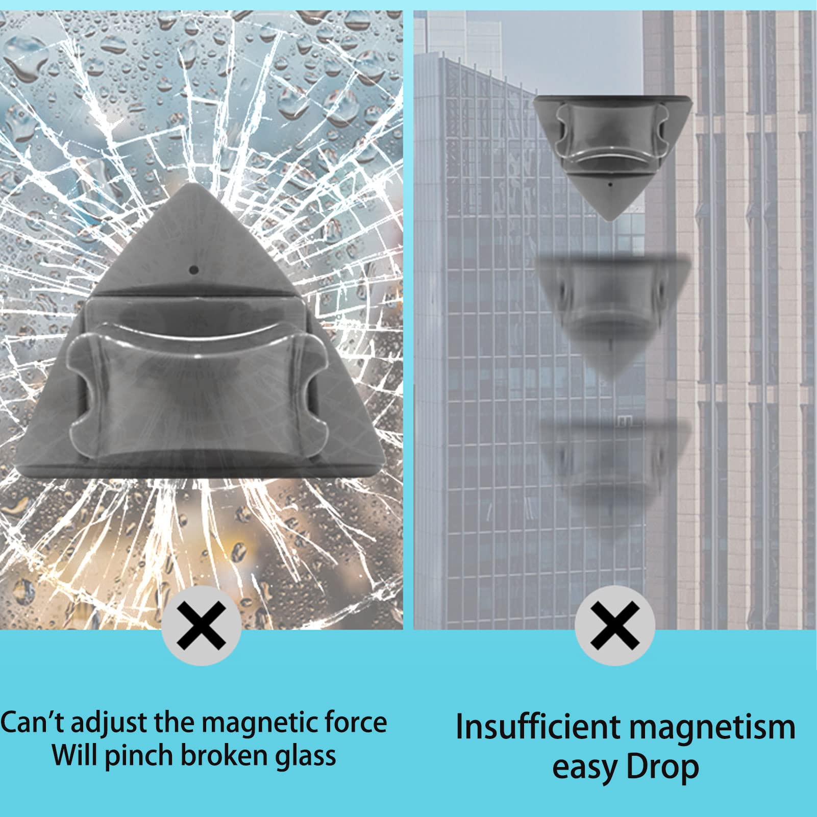 Triangle Magnetic Window Cleaner - Double-Side Glass Wiper for High-Rise & Car Windows (10-30mm Thickness) | Perfect for Skyscraper Cleaning & Auto Glass Maintenance