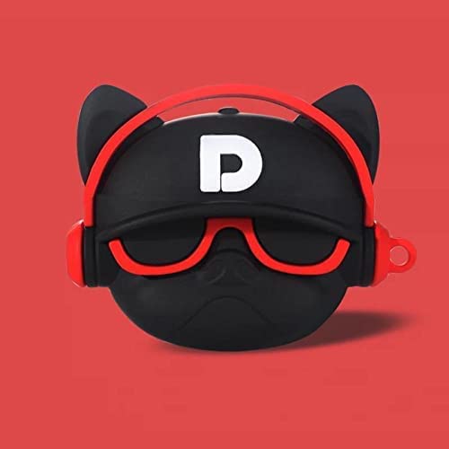 Soomio Soft Silicone AirPods Pro (2019) Case - Cute Cartoon Bulldog Design with 360° Protection & Keychain (Hip Hip Red) - Perfect for Gym, Travel & Daily Use