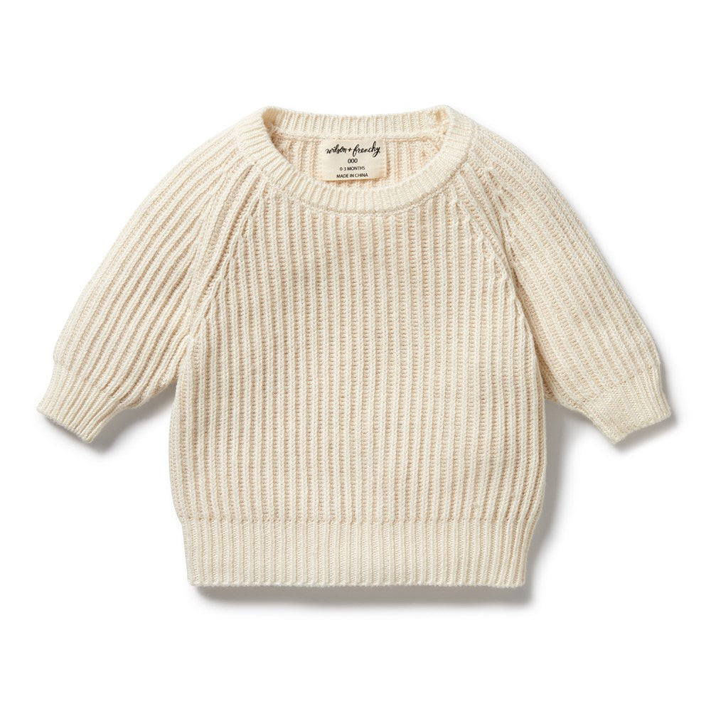Soft Ecru Knitted Ribbed Jumper for Women | Cozy Winter Pullover | Perfect for Casual Outfits & Layering in Cold Weather