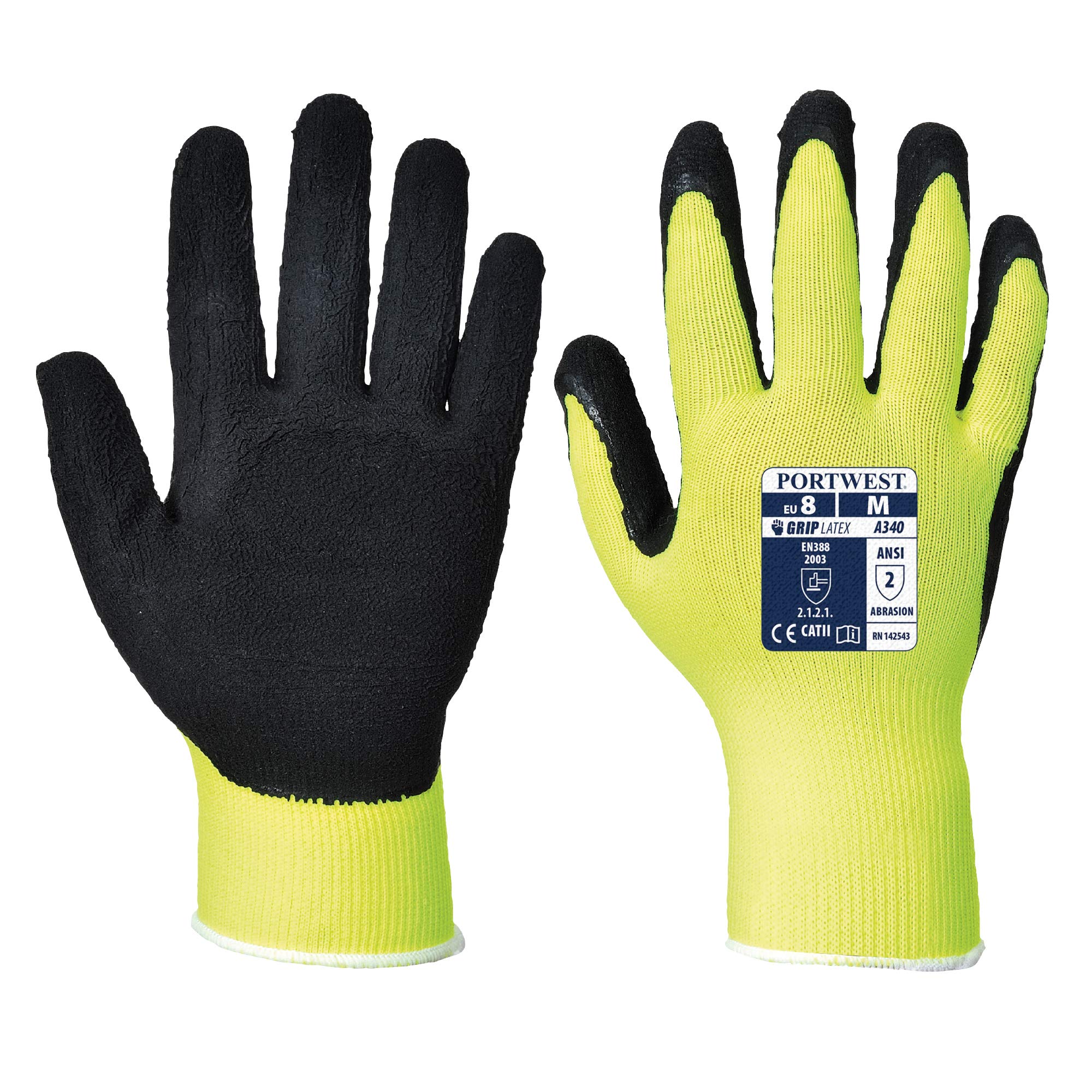 Portwest Hi-Vis Grip Glove - ANSI 105 Certified, Large Size, Enhanced Safety & Durability for Construction, Warehouse, and Outdoor Work