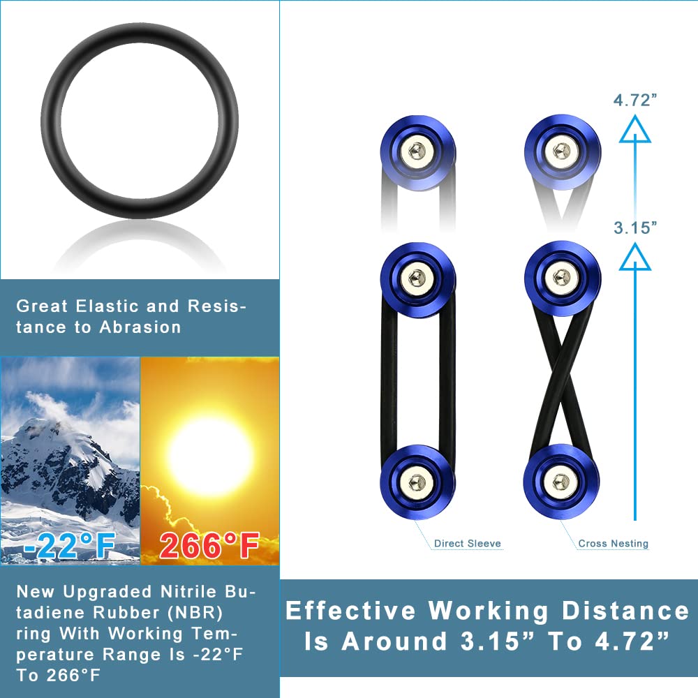 JDM Quick Release Bumper Fasteners Kit - Front & Rear Bumper Clips (4-Piece Set with 8 O-Rings, Blue) - Perfect for Car Modifications, Drift Racing & Automotive Body Kits