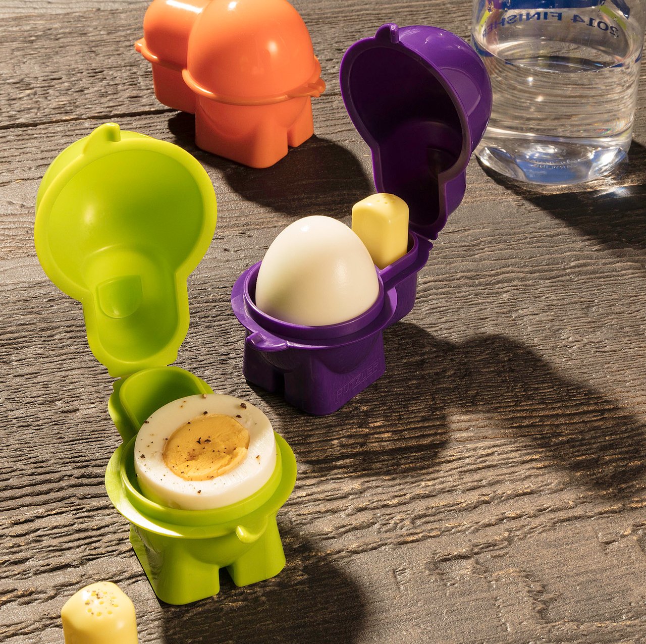Hutzler Egg To-Go Snack Container with Spice Shaker - Orange | Portable Egg Holder for Breakfast, Picnics & Travel | BPA-Free Plastic Food Storage