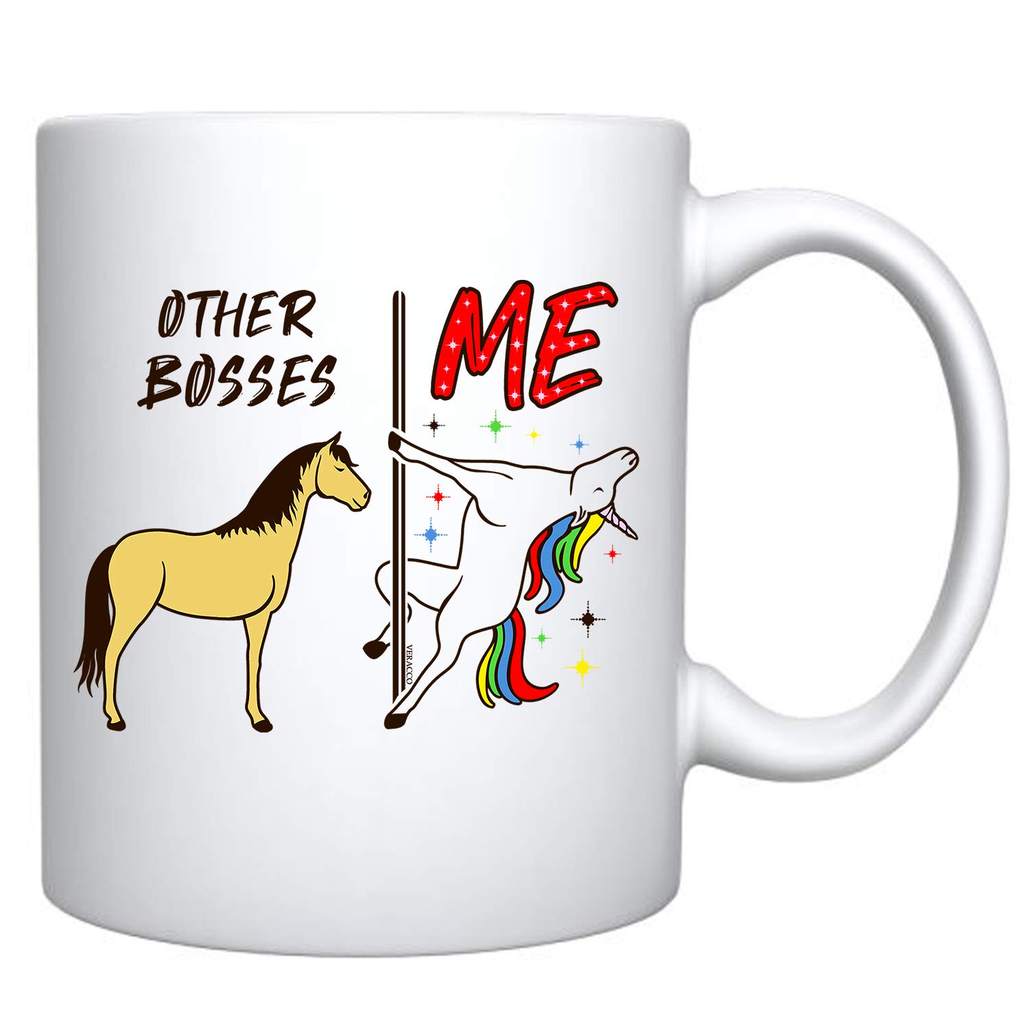 Veracco Funny Boss vs Me Ceramic Coffee Mug - 15oz Insulated Office Mug with Handle, Perfect Gag Gift for Coworkers, White Elephant, Secret Santa & Work Humor