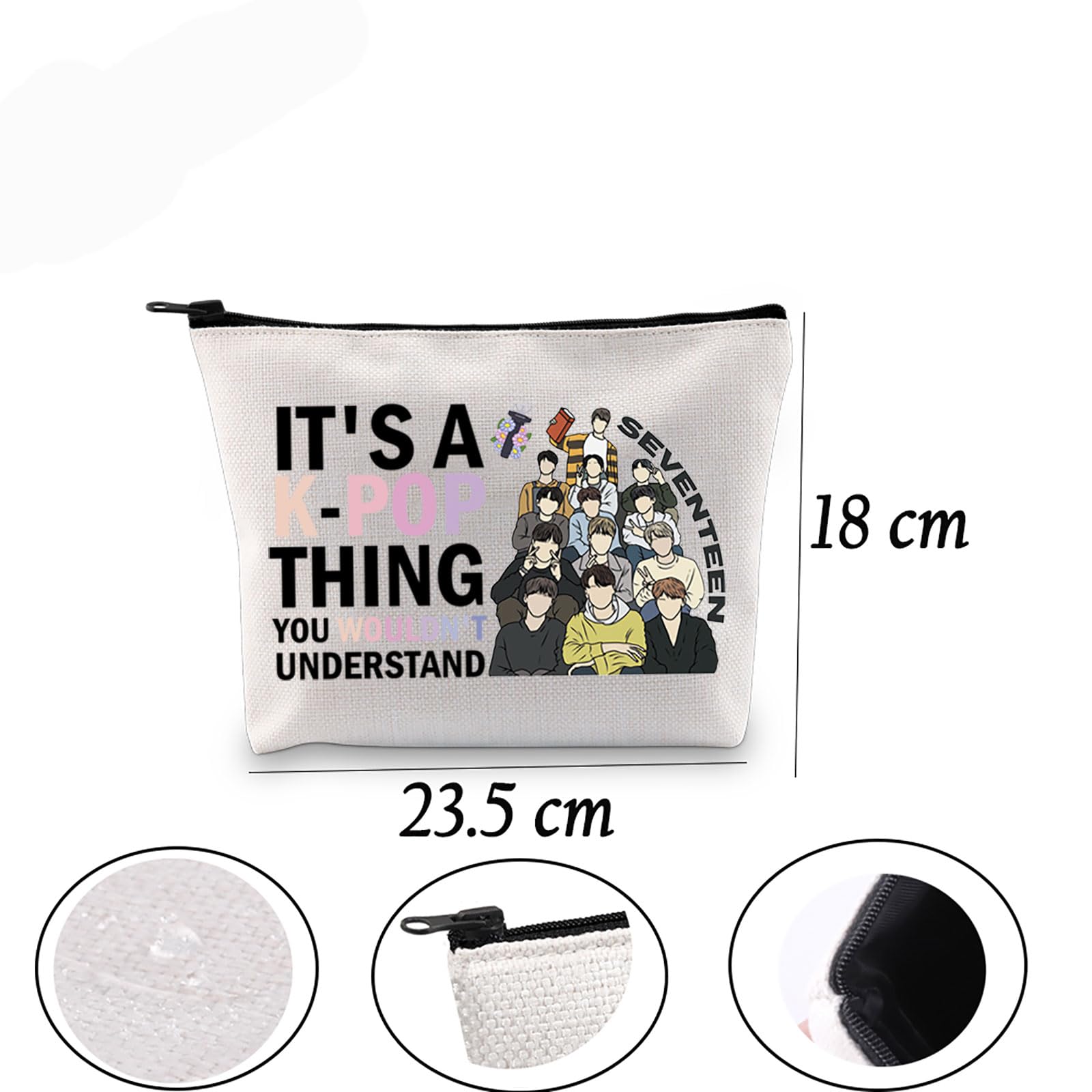 UJIMS K-Pop Seventeen Makeup Bag - Official K-Pop Merchandise for Fans - Music Album Inspired Cosmetic Pouch - Perfect Gift for K-Pop Lovers - Use for Travel, School & Concert Essentials