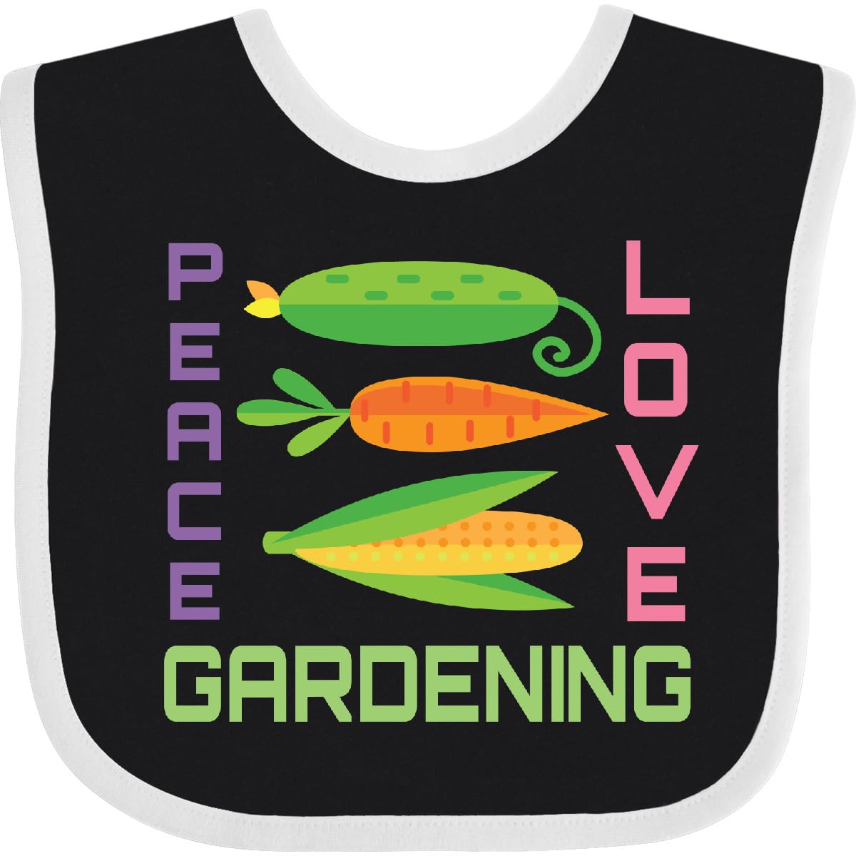 Inktastic Gardener Peace Love Gardening Baby Bib - Soft & Durable Cotton Bib for Babies & Toddlers - Perfect for Mealtime, Feeding, and Messy Play