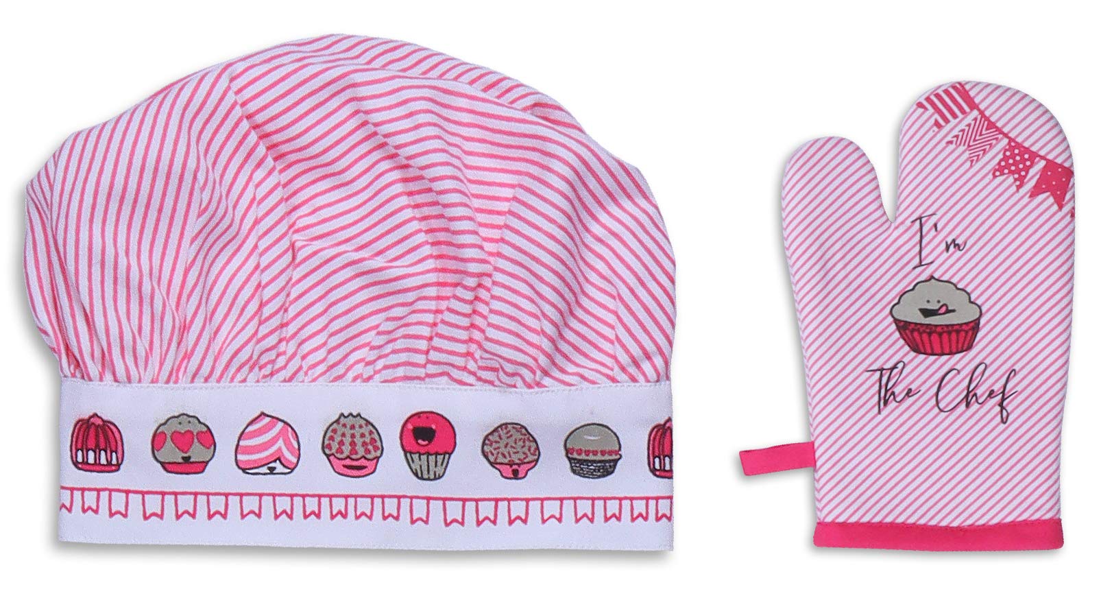 AMOUR INFINI 3-Piece Kids Baking Set - Cotton Apron, Oven Mitt & Chef Hat for Junior Chefs - Perfect for Baking, Cooking Play & Birthday Gifts for Boys & Girls