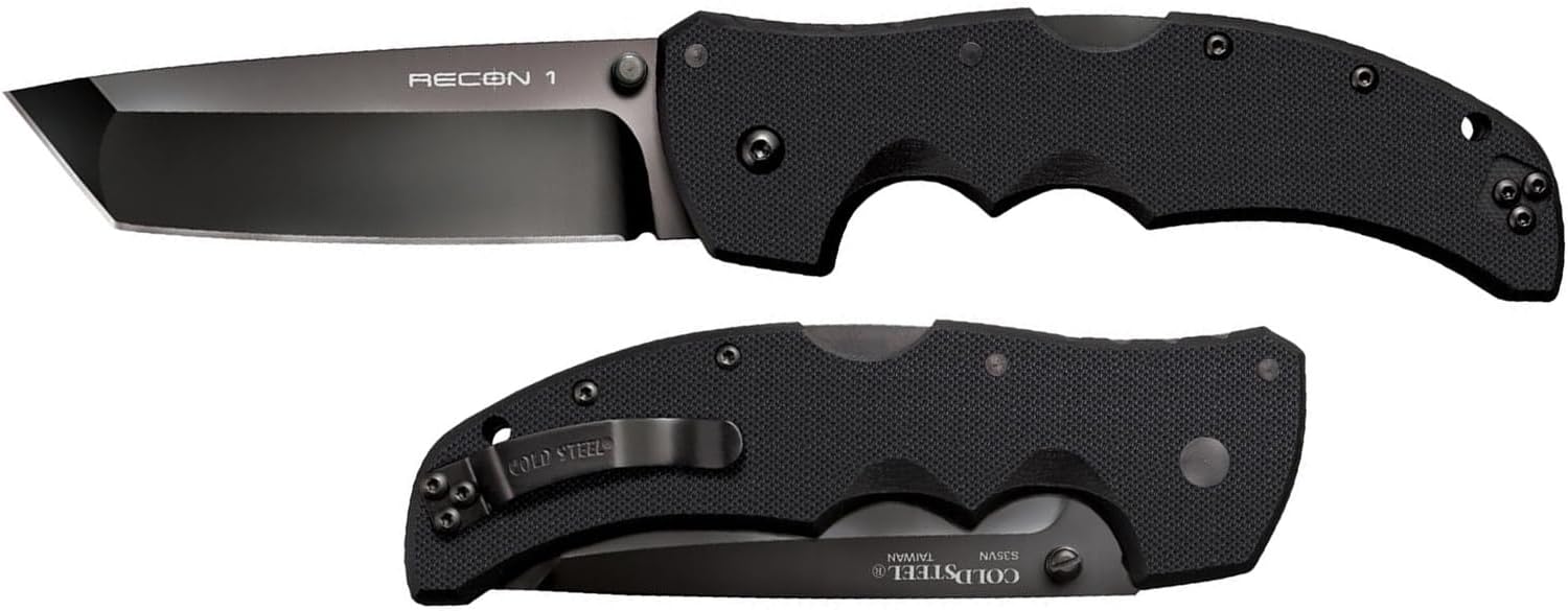 Cold Steel Recon 1 Folding Knife - 4 Inch Tanto Blade, 9.38