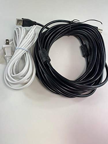 UL Listed OMNIHIL White 5FT AC Power Cord with 30FT USB-B Cable - Compatible with HP OfficeJet Pro 9025 Printer | Perfect for Home Office & Small Business Printing Setup
