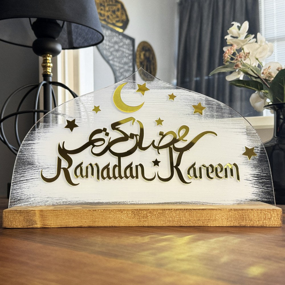 Ramadan Kareem Islamic Decor - Arabic Calligraphy Tabletop Decoration for Home & Office - Perfect Gift for Eid, Iftar & Muslim Holidays