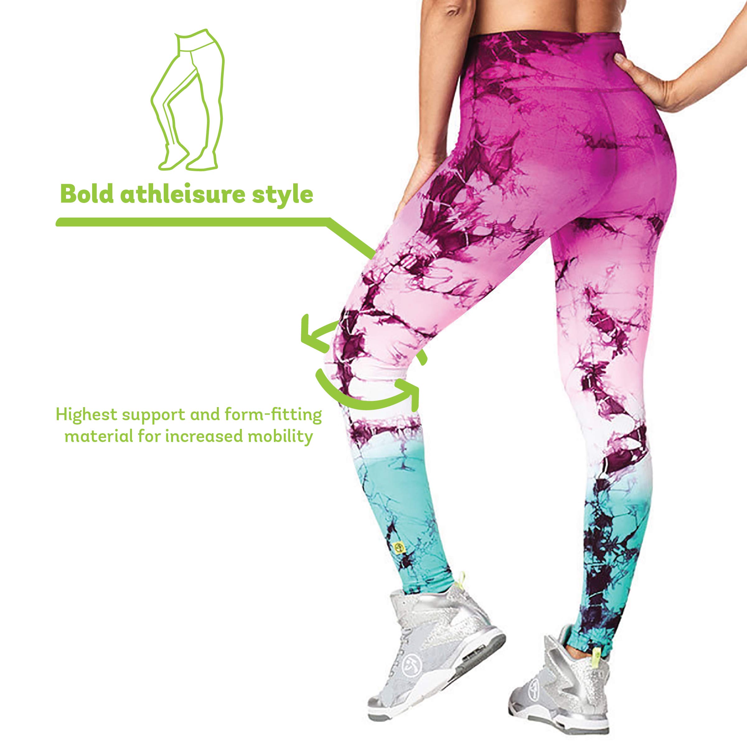Zumba Dance Workout Leggings for Women - High Waist Compression Yoga Pants with Jacquard Waistband | Perfect for Dance Fitness, Yoga & Gym Workouts