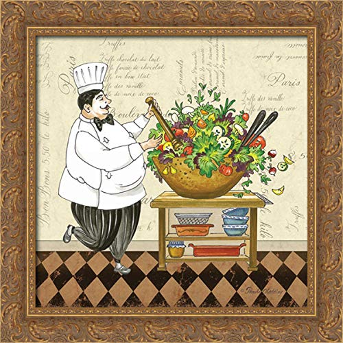 Gladding, Pamela 28x28 Gold Ornate Framed Canvas Art Print - 'Chef Salad' Wall Decor for Kitchen, Dining Room & Restaurant