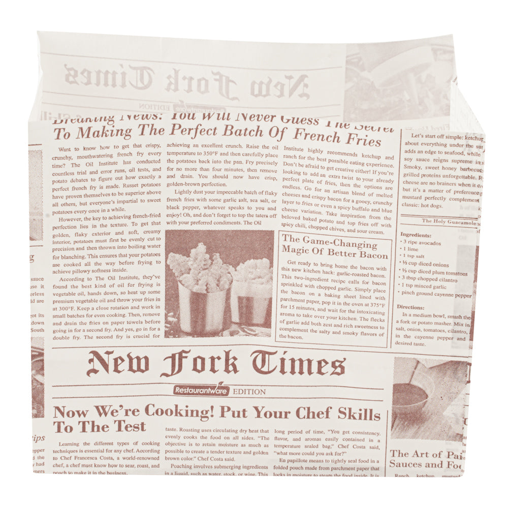 Eco-Friendly Sepia Newsprint Paper Snack Bags 4.25 x 2.5 x 3.75 Inches - 100 Count Bulk Pack for Parties, Picnics & Takeout Food