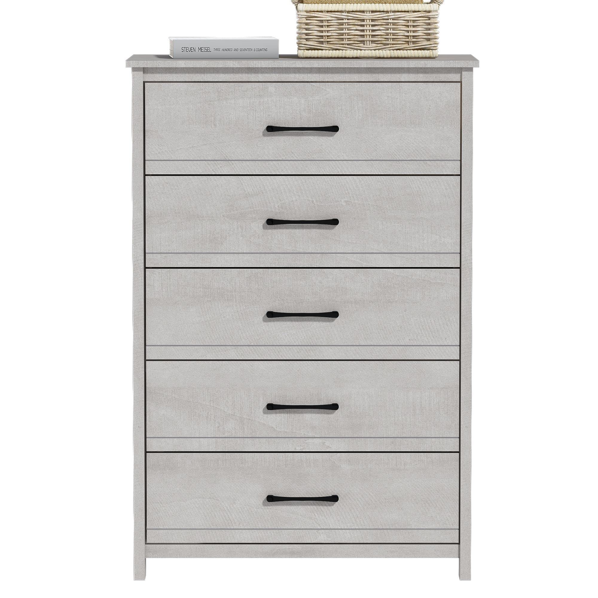 Galano Kellie 5-Drawer Tall Dresser - Modern Chest of Drawers for Bedroom Closet Organization | Clothes Storage Cabinet in Dusty Grey Oak | Perfect for Master Bedroom, Guest Room or Dormitory Storage Solutions