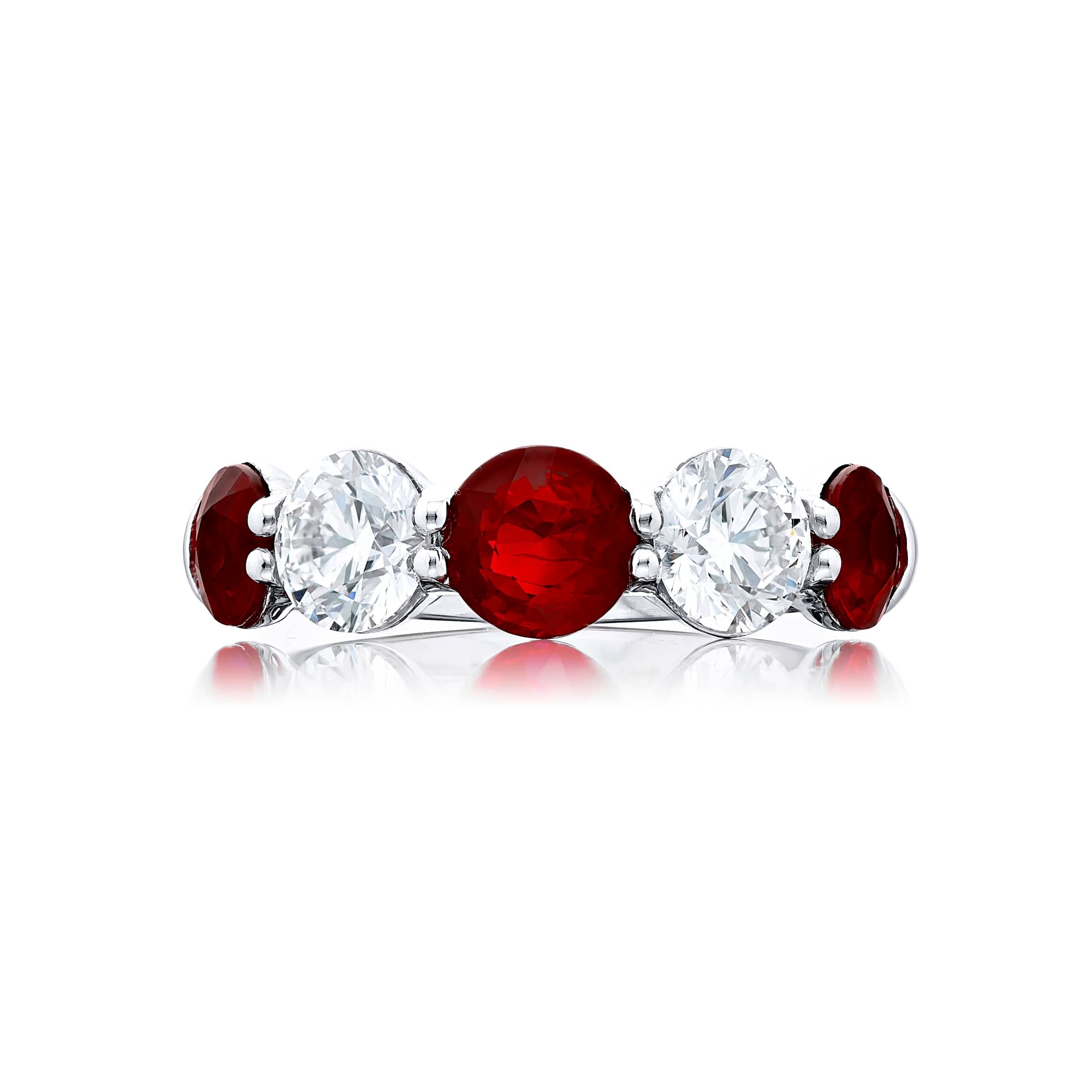 Exquisite Ruby & Diamond Wedding Band Ring - 14K Gold Elegant Jewelry for Women, Perfect for Engagement, Anniversary & Special Occasions