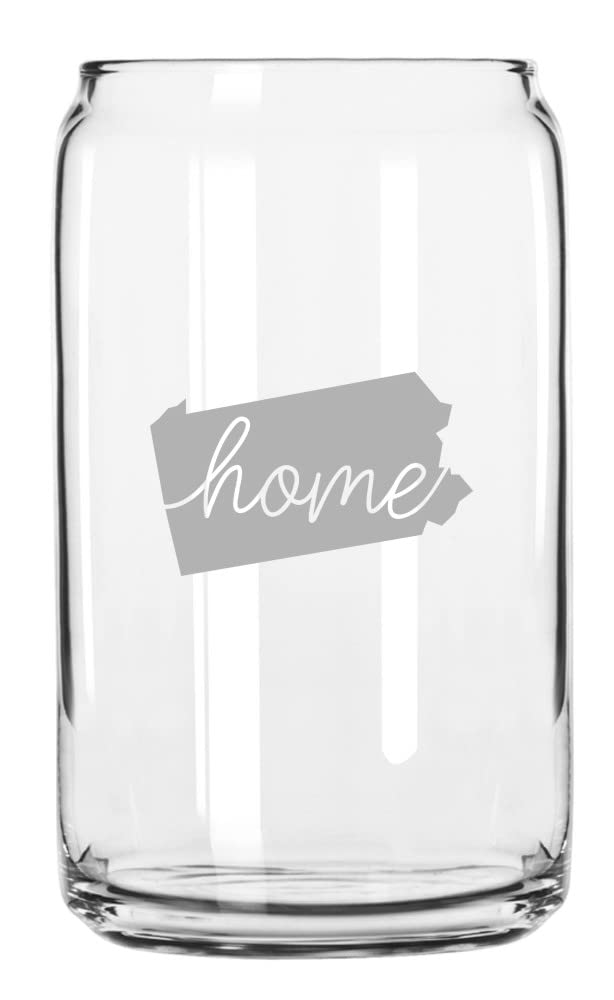 Pennsylvania Etched 16oz Beer Glass for Home Bar & Gifts