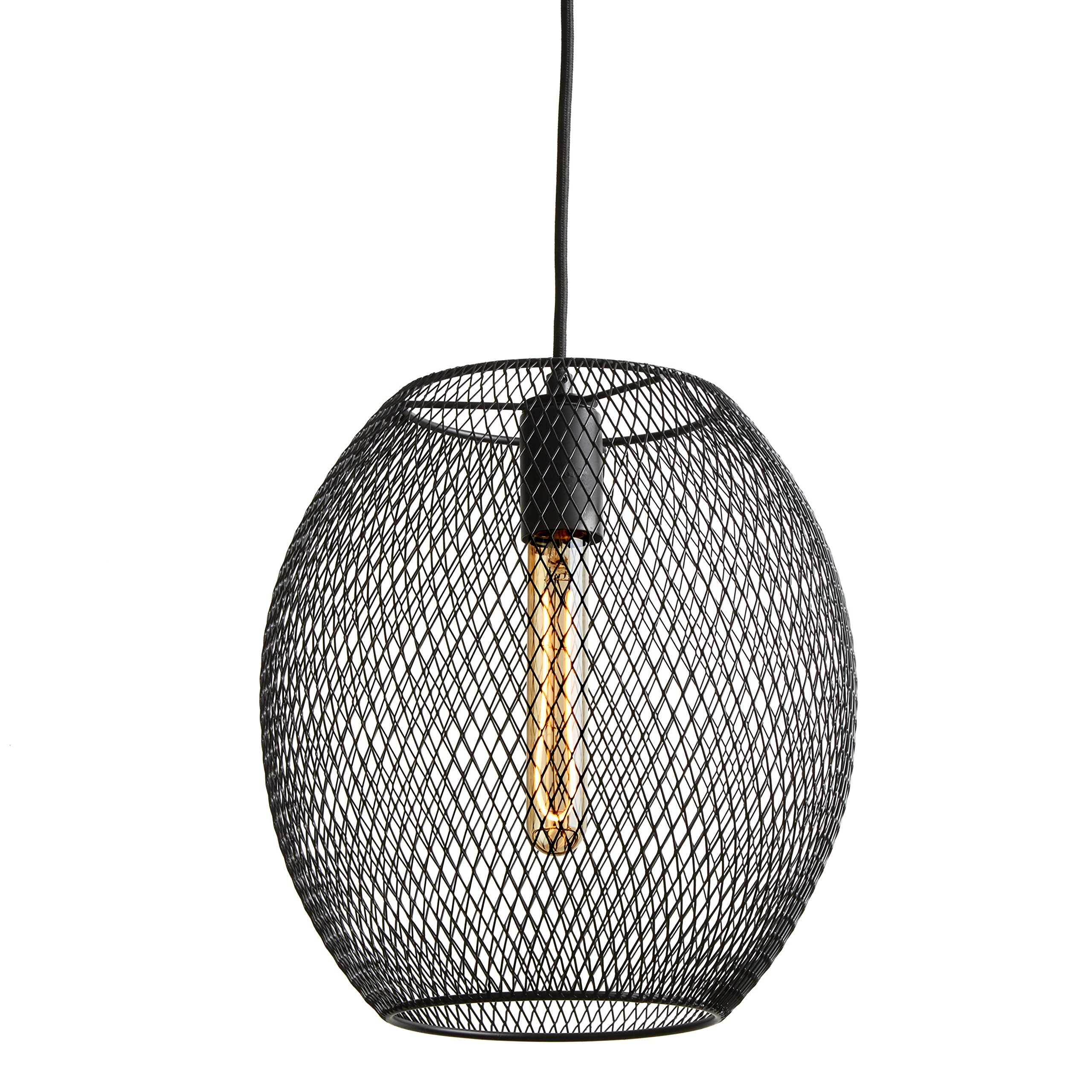 LampLust Black Metal Mesh Pendant Light Shade - E26 Socket Hanging Light Fixture for Kitchen Island, Dining Room & Bedroom - ETL Certified Indoor Ceiling Lamp with Adjustable Chain