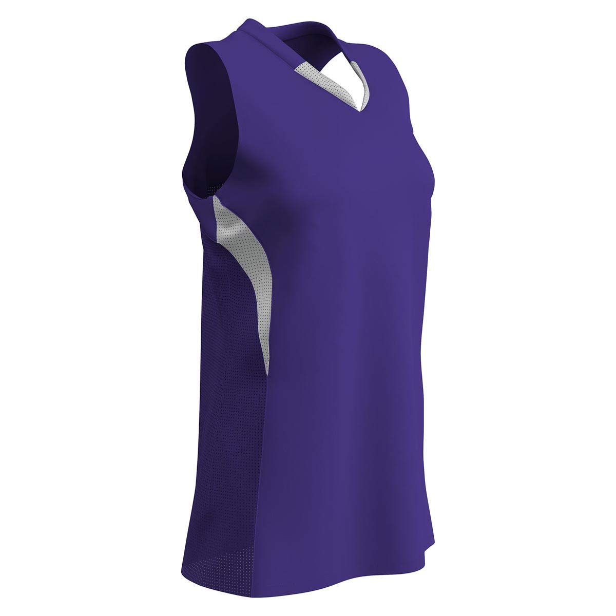 Champro Decoy Softball V-Neck Racer Back Jersey - Girls' Large Size, Purple & White Colors - Perfect for Softball Practice, Games & Team Uniforms