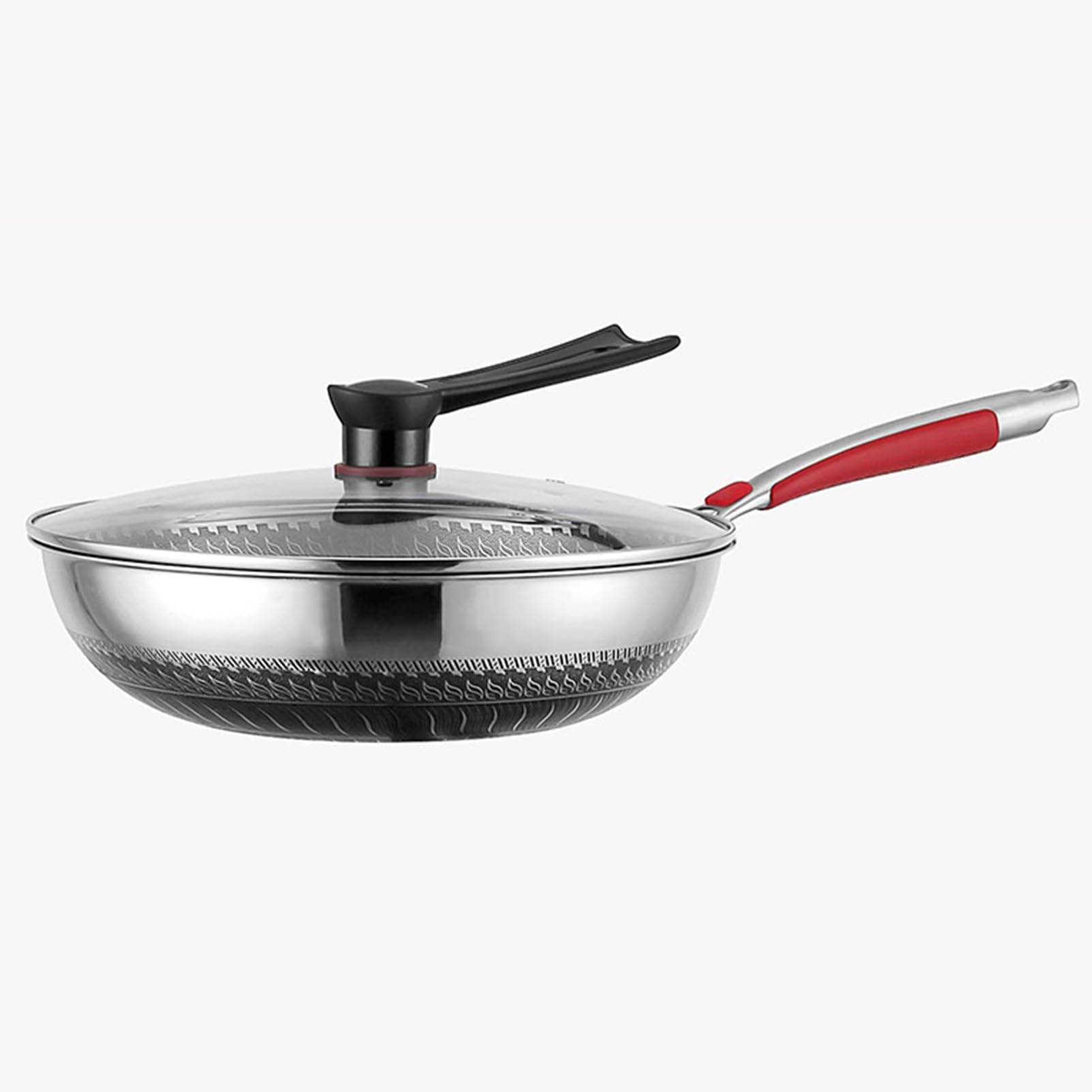 AZHANGYB 34cm Carbon Steel Wok Pan - Nonstick, Scratch-Resistant Pasta Pot for Electric, Induction & Gas Stoves - Perfect for Stir-Frying, Boiling & Deep Frying Pasta Dishes