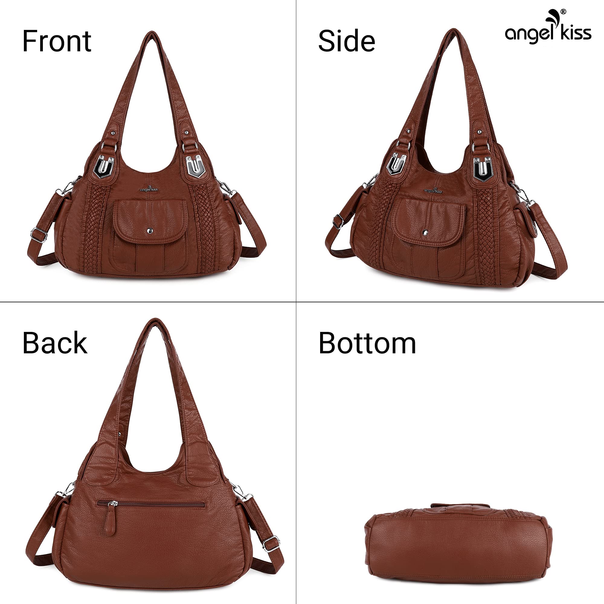 Angelkiss Women's Vegan Leather Crossbody Bag - Stylish Hobo Satchel Shoulder Purse for Work, Travel & Everyday Use