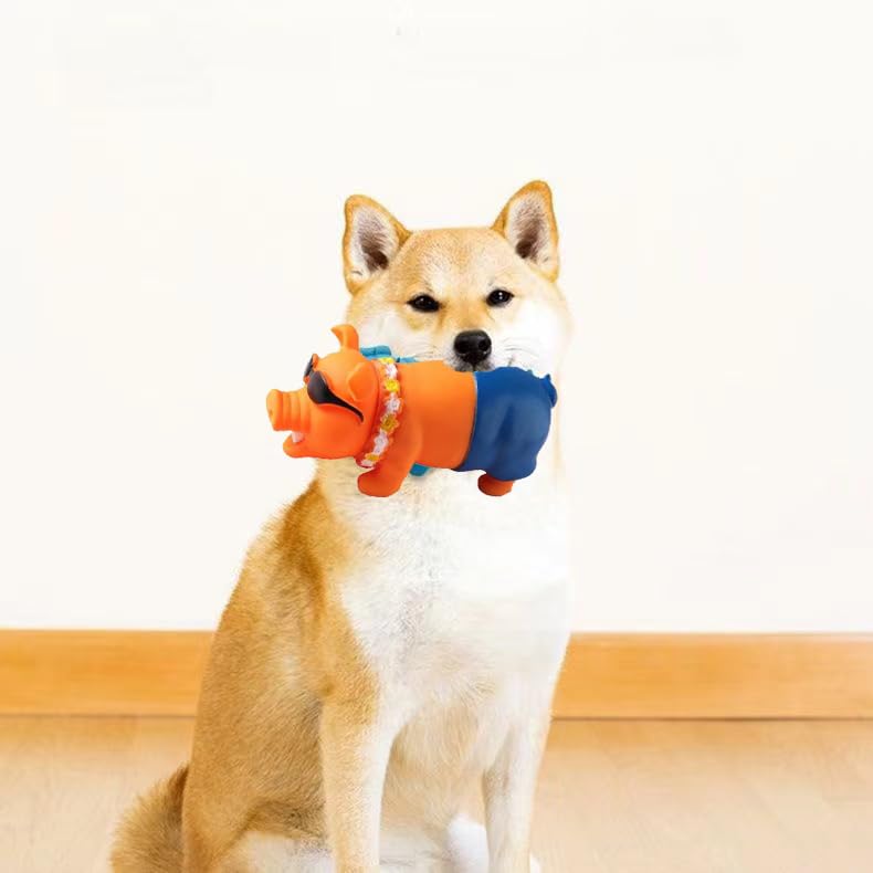Durable Squeaky Pig Dog Toy for Playful Pups - Fun Orange Swimming Pig Chew Toy for Small & Medium Dogs - Perfect for Indoor Play, Outdoor Fetch & Training Rewards