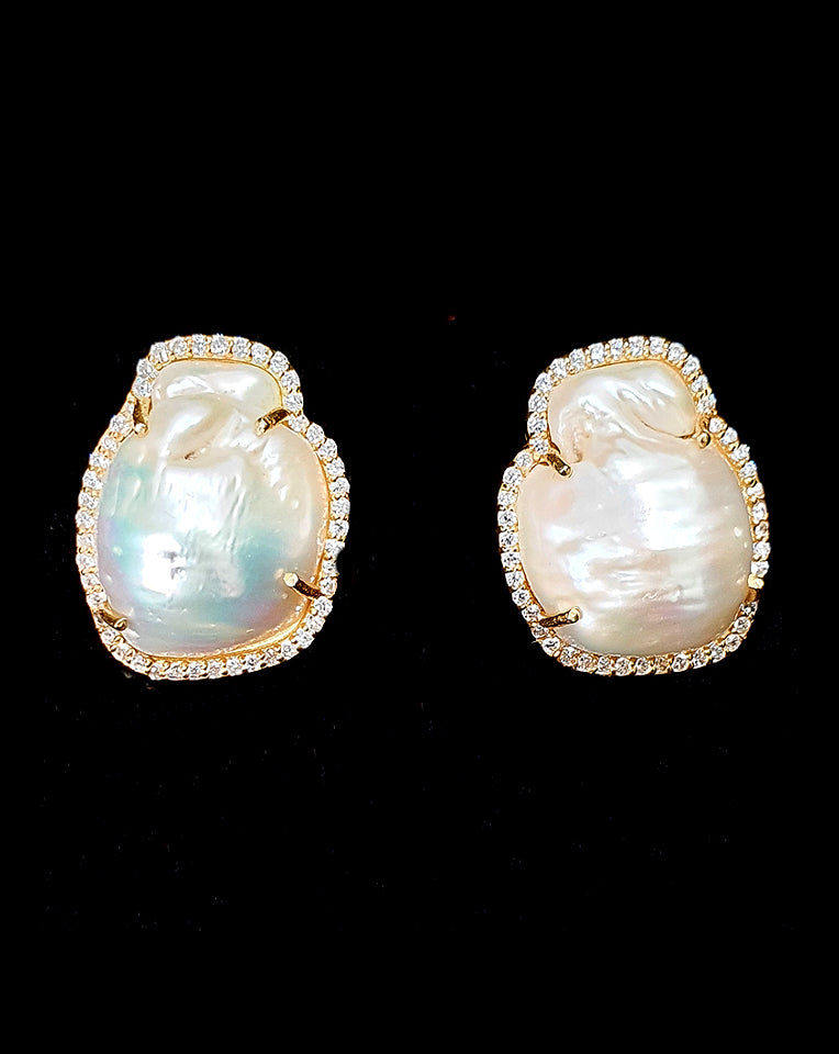 Elegant Baroque Pearl Stud Earrings for Brides | Classic Wedding Jewelry by Stephanie Browne | Perfect for Bridal Accessories, Wedding Day & Special Occasions