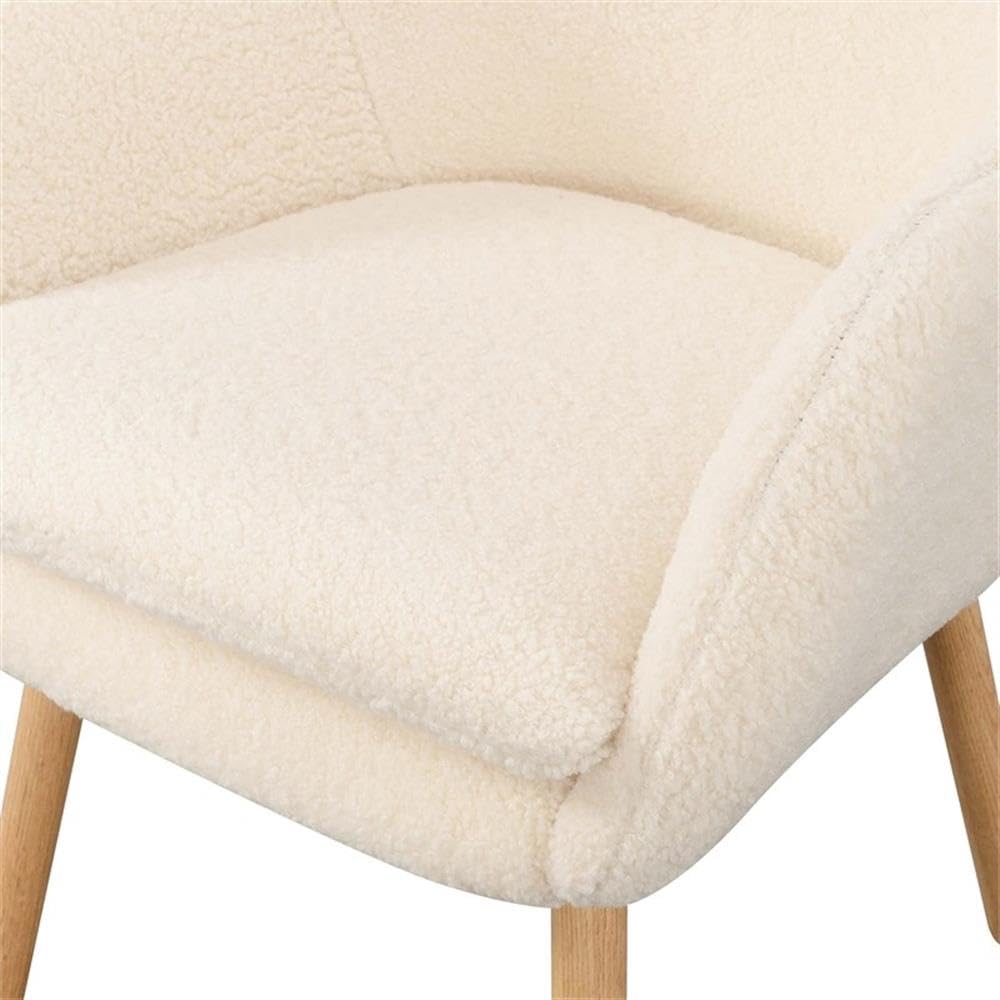 Home Square Charlotte Sherpa Furniture Accent Chair in Off White - Set of 2 Cozy Living Room Chairs for Small Spaces, Perfect for Reading Nook or Bedroom Sitting Area