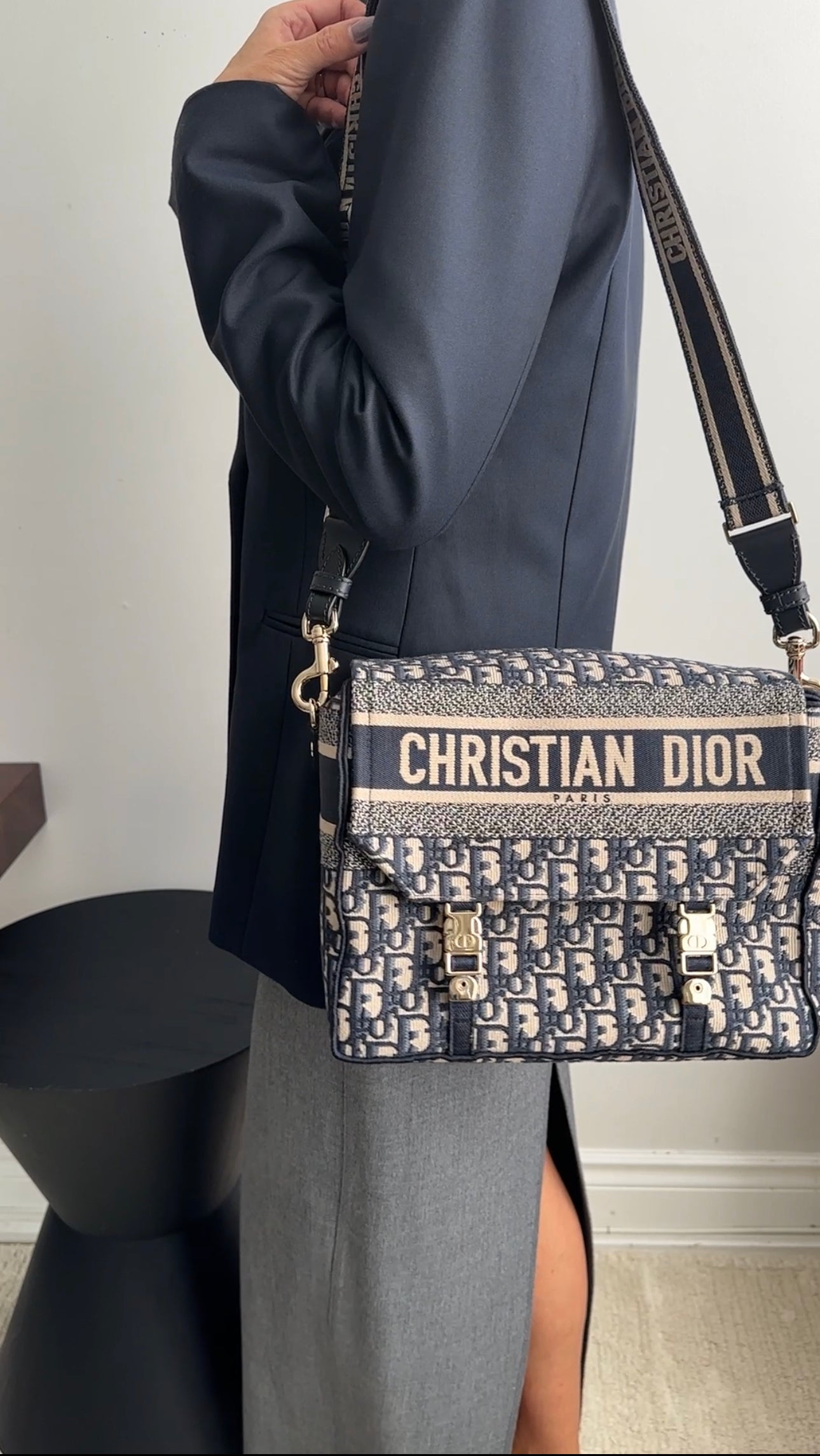 Christian Dior Navy Oblique Diorcamp Monogram Canvas Messenger Bag for Women - Luxury Designer Crossbody Bag for Work, Travel & Everyday Use
