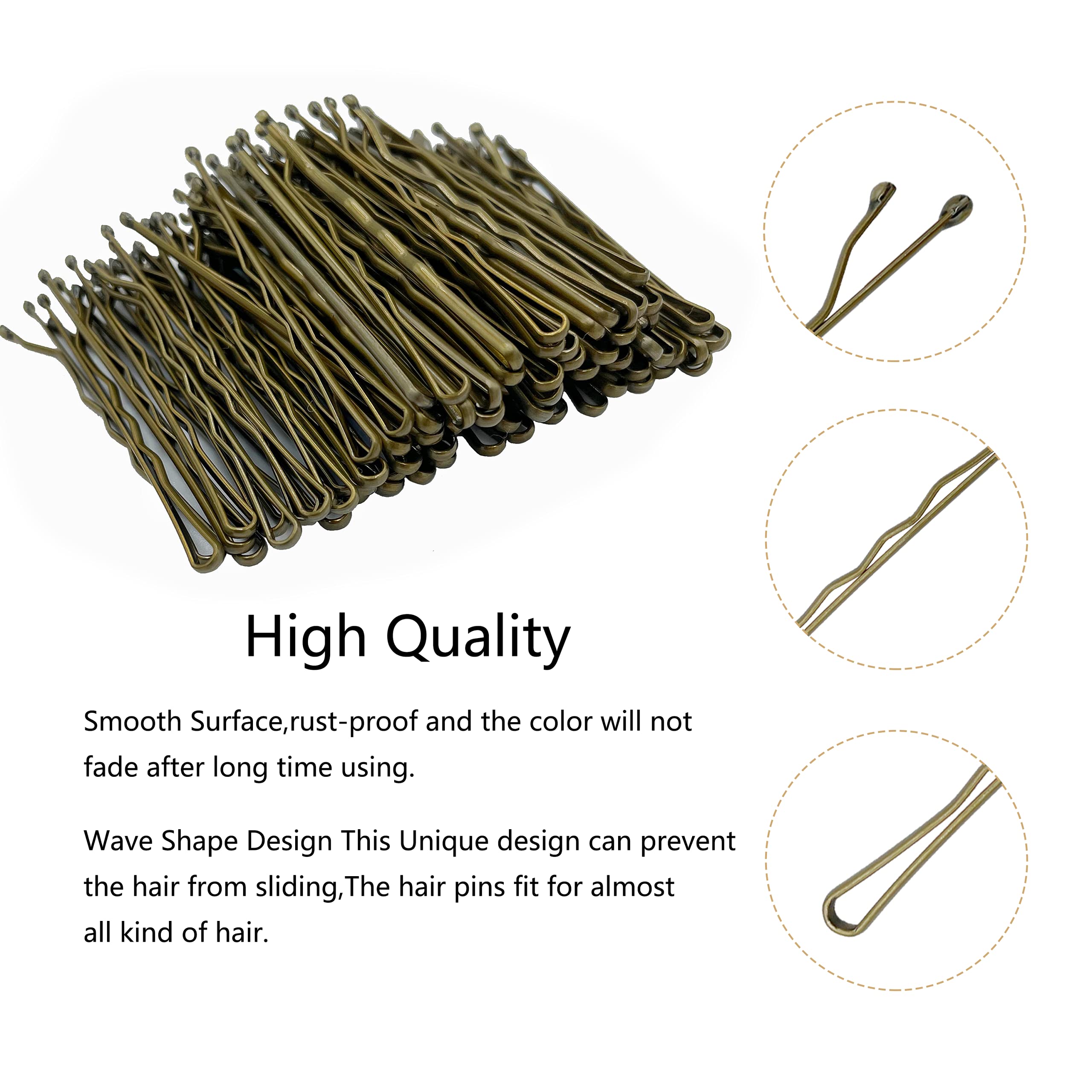 100PCS 2-Inch Hair Pins Kit - Strong Hold Bobby Pins for Women, Girls & Salon Use - Bronze Hair Clips with Clear Storage Box - Perfect for Updos, Braids & Styling