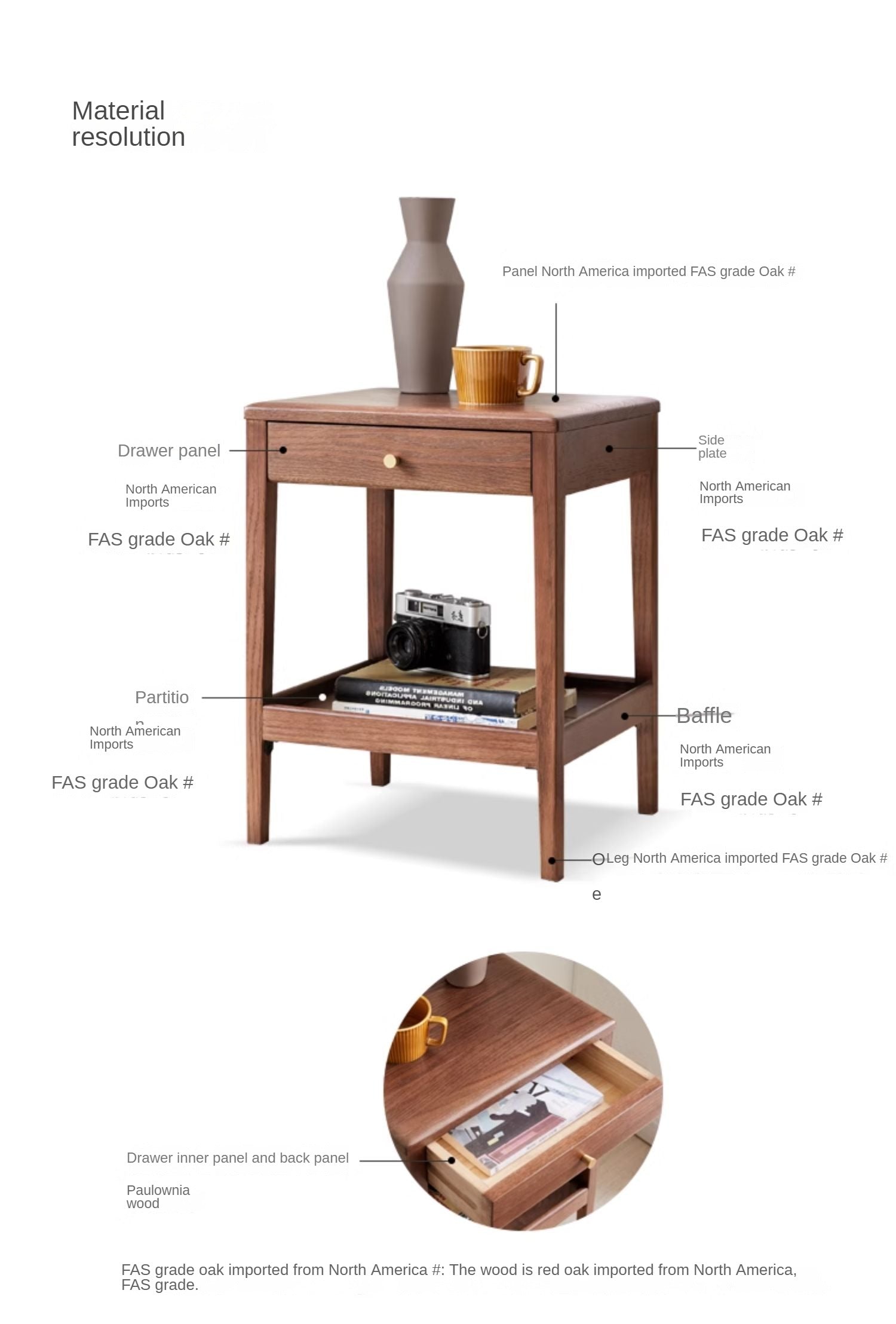 Solid Oak & Black Walnut Wood Side Cabinet - Rustic Nightstand, Entryway Storage, or Bathroom Organizer - Handcrafted Wooden Furniture for Home Decor
