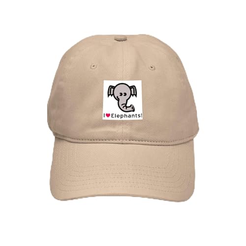 Khaki - I Love Elephants Cap