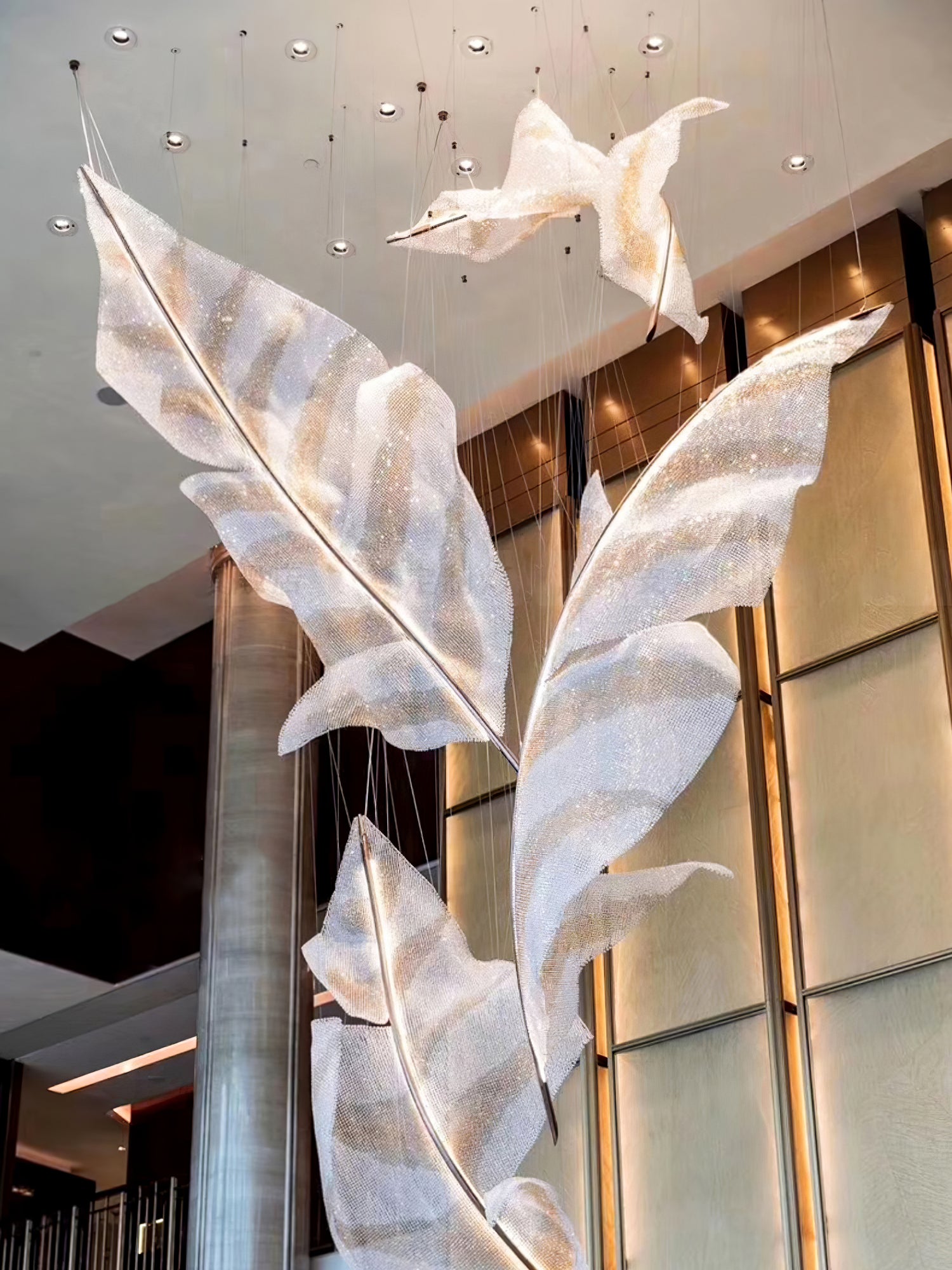 Elegant Falling Leaves Glass Chandelier - Modern Crystal Ceiling Light Fixture for Dining Room, Bedroom, or Living Room Decor