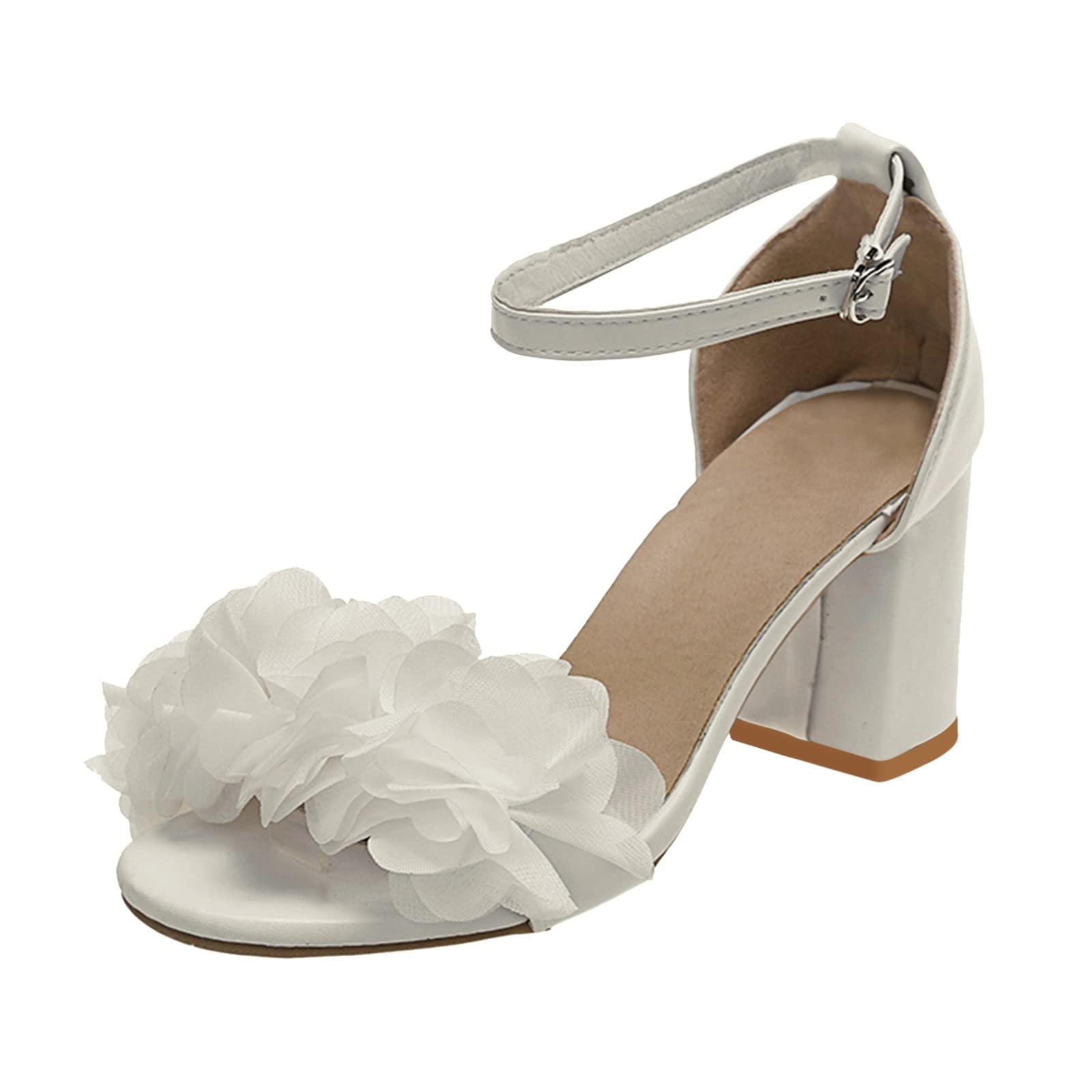 Leewos Women's White Platform Sandals - Open Toe Buckle Strap Wedge Heel Dress Shoes for Wedding, Party & Summer Outfits | Comfortable Slip-On Casual Sandals for Beach, Vacation and Daily Wear