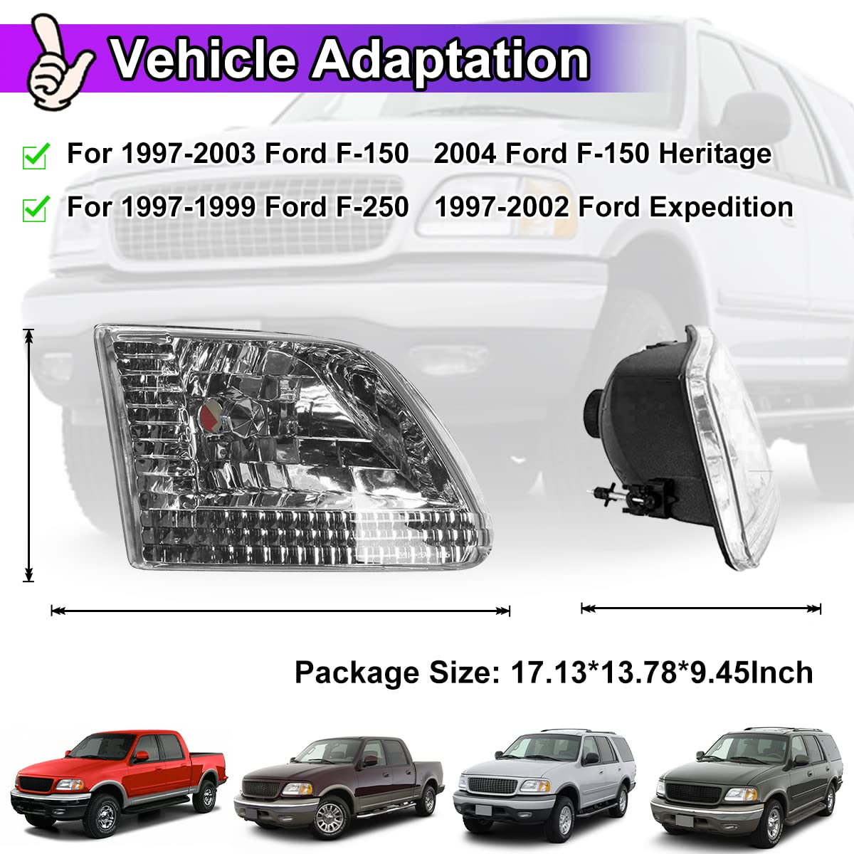 Nixon Offroad Headlights for Ford F150 F250 Expedition - High/Low Beam for Off-Roading & Night Driving