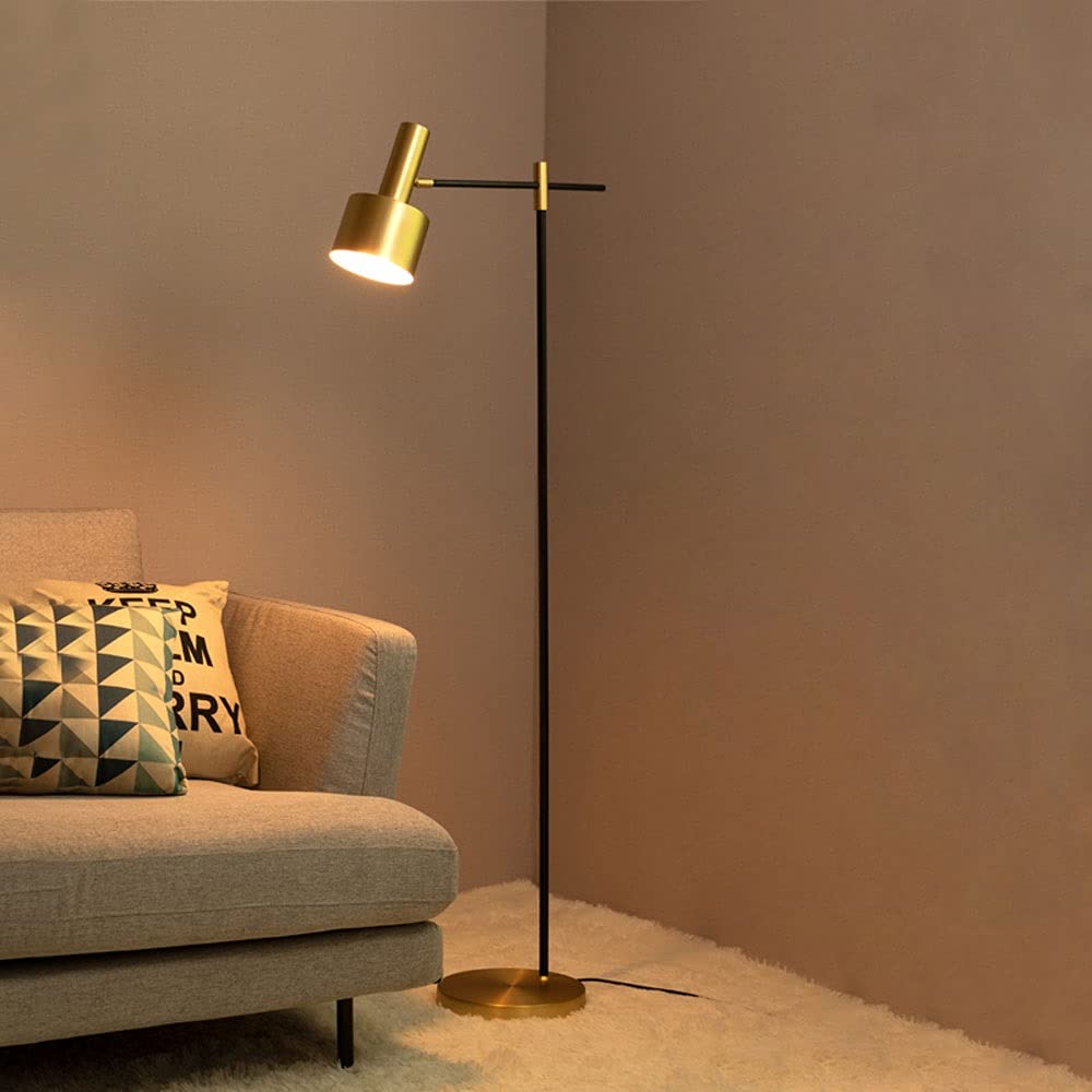 Modern Gold LED Floor Lamp - Eye-Care Vertical Standing Light with Industrial Metal Design, E27 Socket for Living Room & Bedroom | Perfect for Reading, Relaxing & Home Decor Lighting