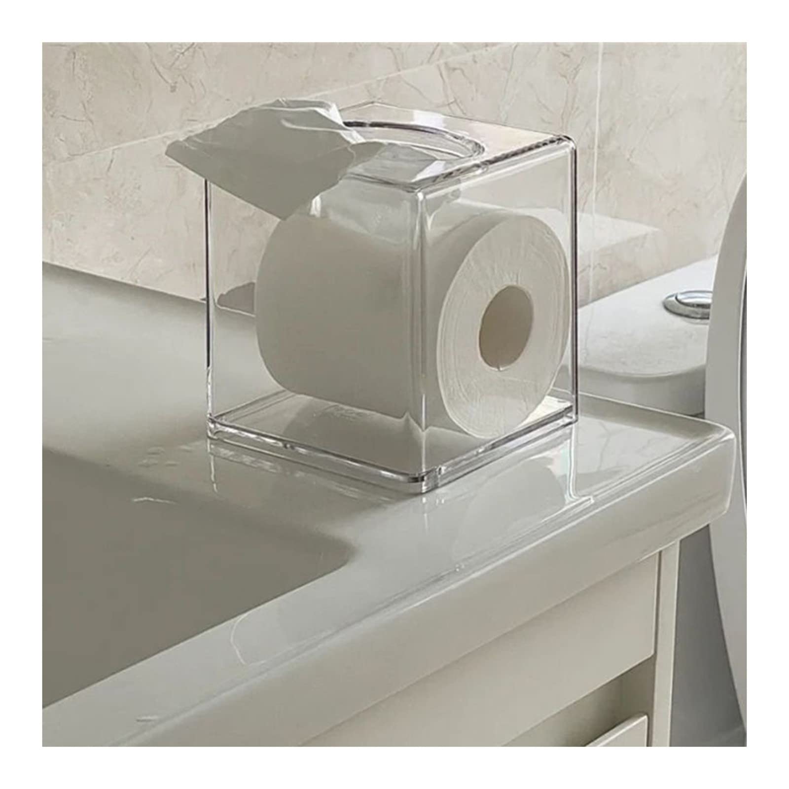 Acrylic Transparent Square Tissue Box Holder - Stylish WERTYU Tissue Dispenser for Home, Hotel & Restaurant Decor | Perfect for Living Room, Bathroom & Office Desk Organization