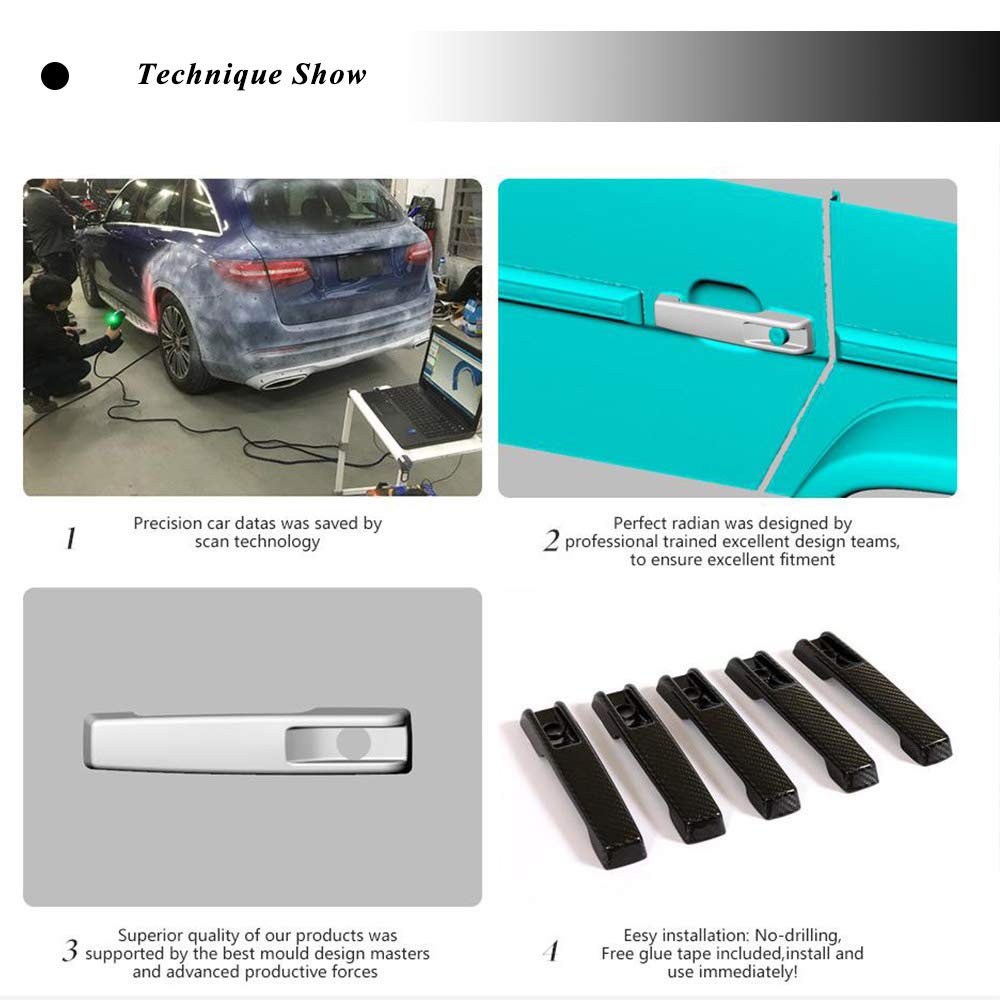 JC SPORTLINE Carbon Fiber Door Handle Cover for Mercedes Benz W463 G500 G550 G55 G63 AMG Wagon (2004-2018) - Premium Exterior Accessories for Enhanced Style & Protection - Perfect for Car Enthusiasts & Off-Road Adventures