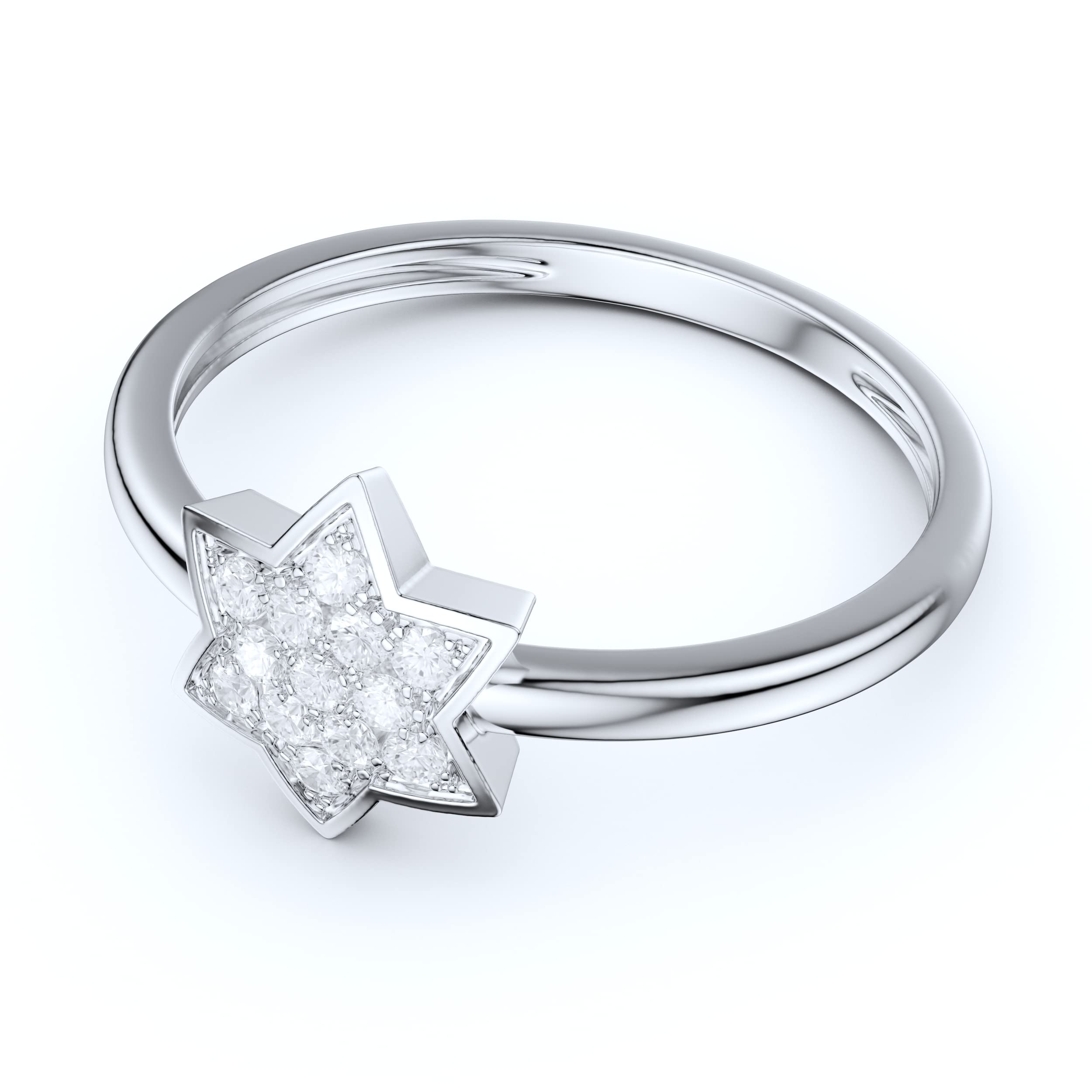 10K White Gold Five-Pointed Star Moissanite Engagement Ring - Promise Ring for Women, Simulated Diamond Alternative, Durable & Hypoallergenic Jewelry Gift for Anniversary, Valentine's Day or Proposal