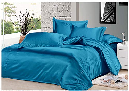 Luxury 100% Silk 4-Piece Bed Sheet Set - Breathable & Hypoallergenic Deep Pocket Fitted Sheet (Fits 15-18