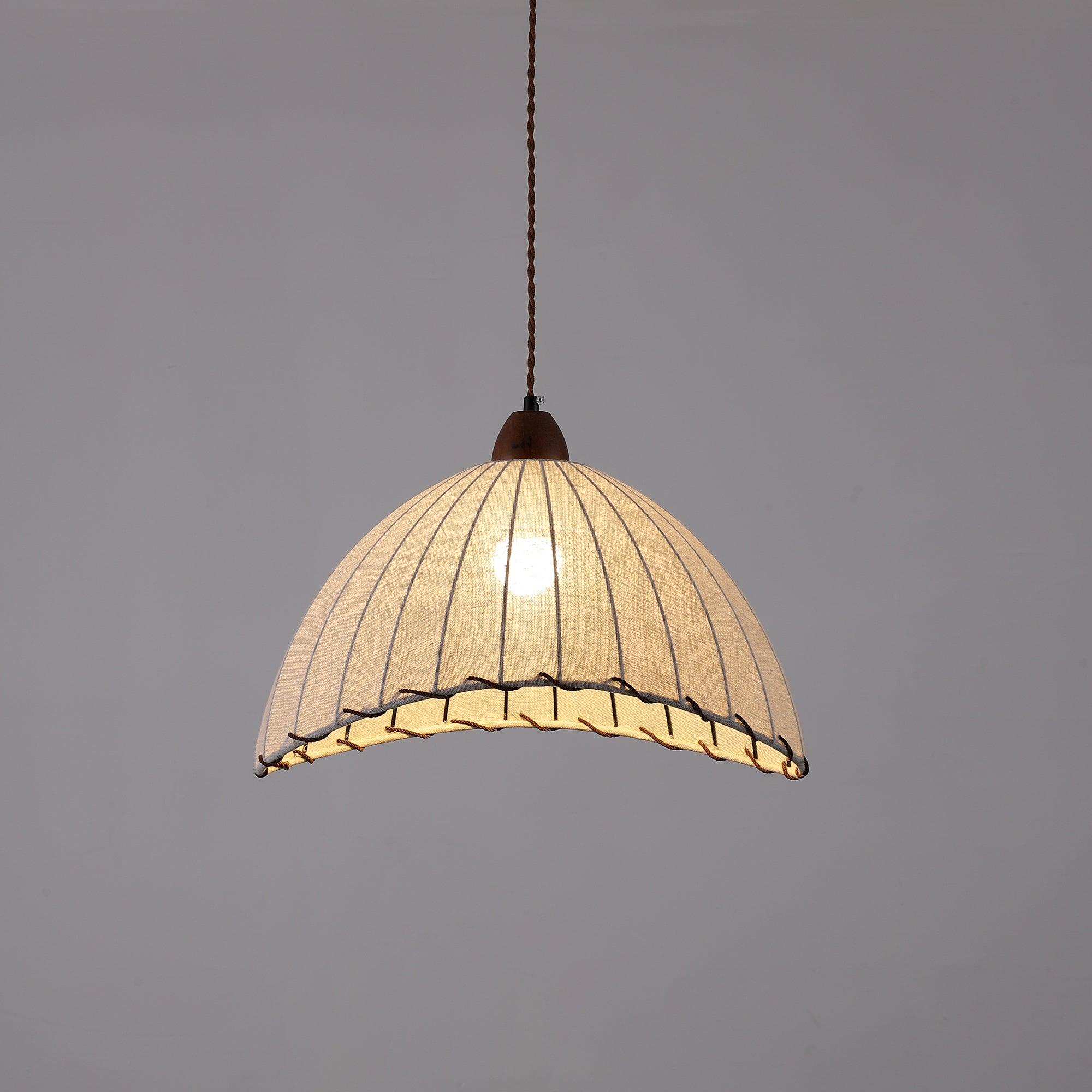 Modern Fabric Pendant Lamp - Handwoven Rattan Hanging Light for Dining Room, Bedroom, Living Room & Kitchen | Boho Chic Ceiling Fixture with Warm Ambient Lighting
