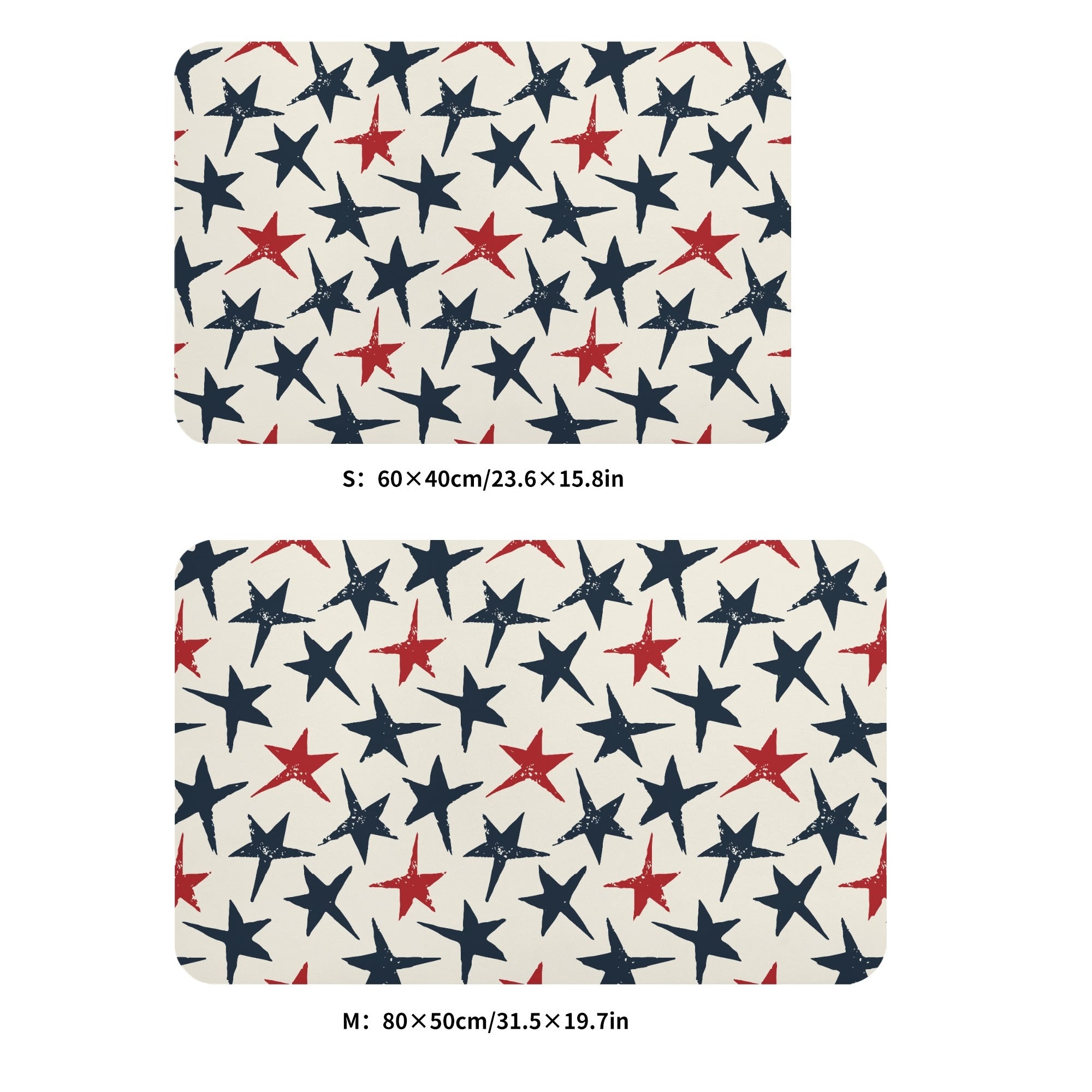 Grunge Blue and Red Stars Diatomaceous Earth Bath Mat - Fast Drying, Absorbent & Eco-Friendly Bathroom Rug for Modern Home Decor
