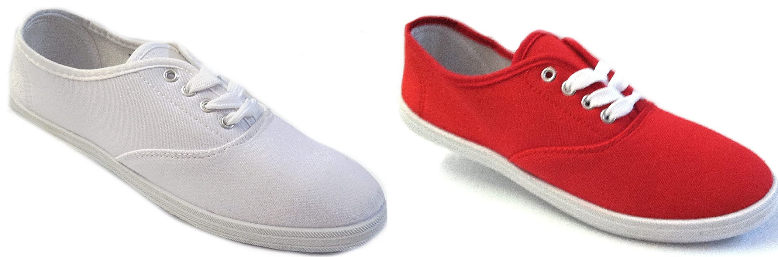Women's Canvas Sneakers - 2 Pair Pack Comfortable Lace-Up Casual Shoes for Walking, Running & Everyday Wear | Shoes8teen