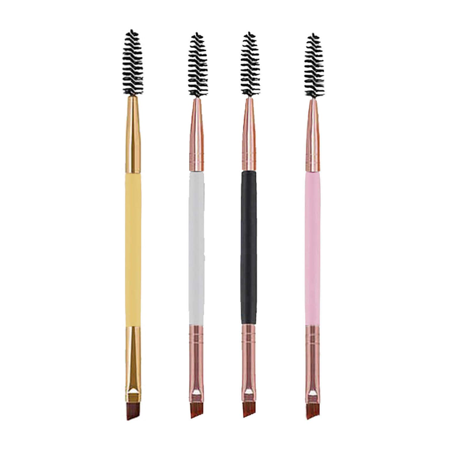 Professional Duo Eyebrow Brush with Angled Tip & Spoolie - Perfect for Defining, Shaping, and Grooming Eyebrows - Ideal for Makeup Artists & Daily Beauty Routine (1 Piece, Color 4)