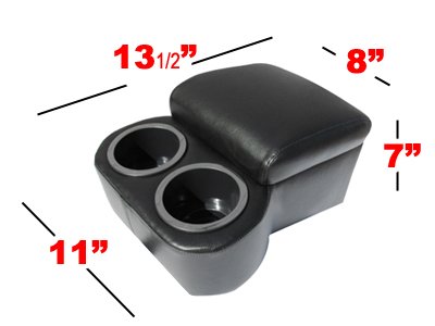 Universal Black Center Console Organizer with Cup Holders - Short Length for Cars, SUVs & Trucks - Perfect for Road Trips, Commuting & Daily Storage Needs