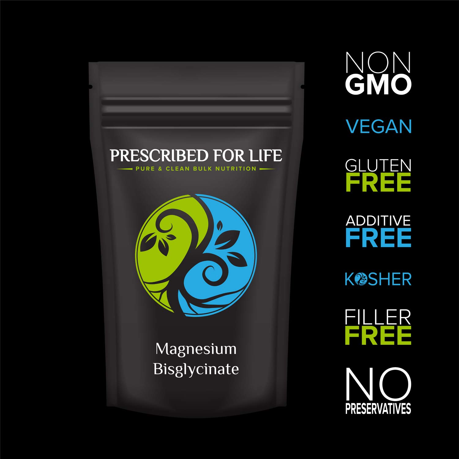 Prescribed for Life Magnesium Bisglycinate Chelate Powder - 10% Pure Magnesium Supplement for Stress Relief & Sleep Support | Gluten Free, Non-GMO, Vegan, No Fillers (2kg / 4.4lb) | Muscle Recovery & Relaxation Aid for Athletes & Active Lifestyles