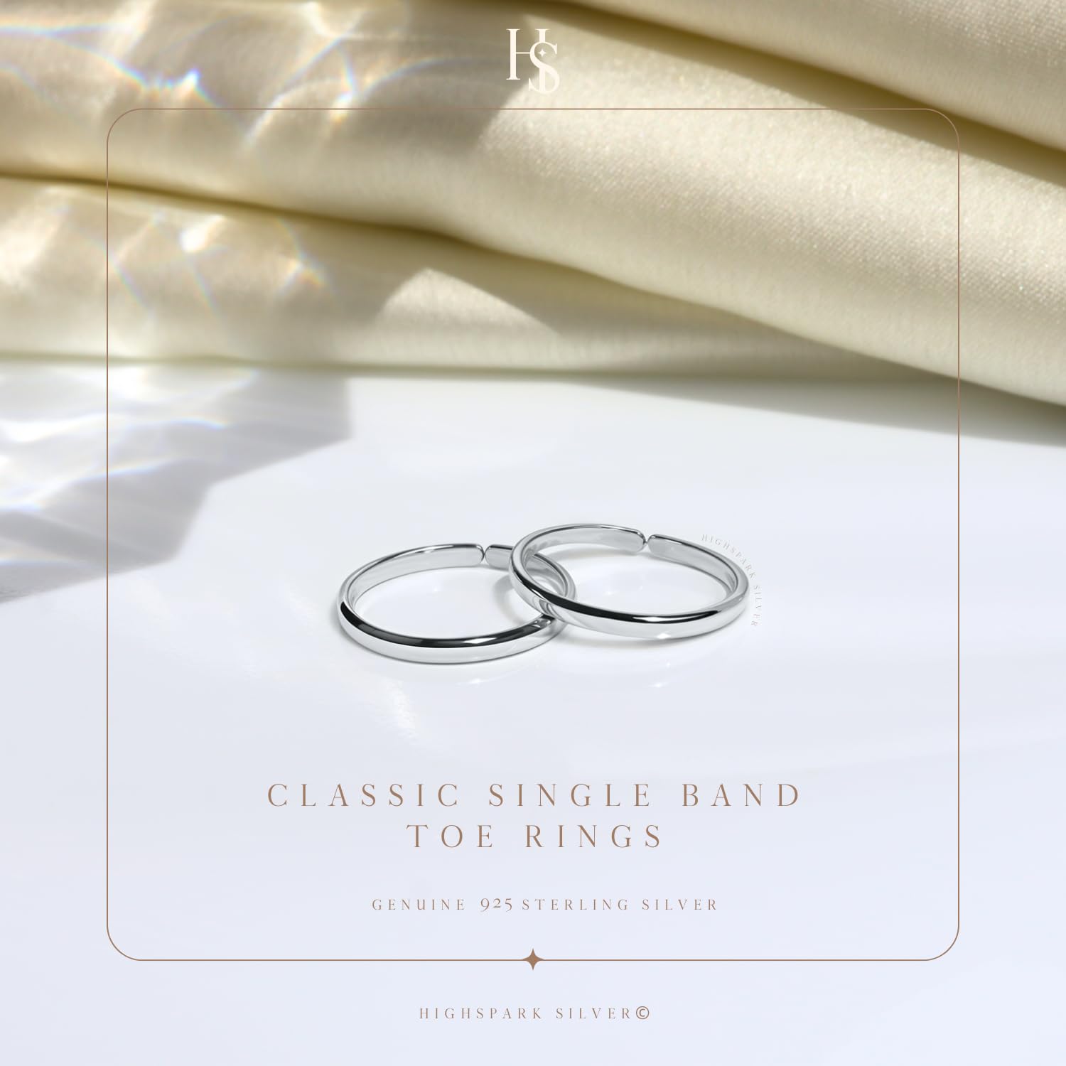 HighSpark Adjustable Sterling Silver Toe Rings for Women - 925 Hypoallergenic Minimalist Jewelry | Elegant Foot Accessories for Beach, Wedding & Everyday Wear - Perfect Gift Idea