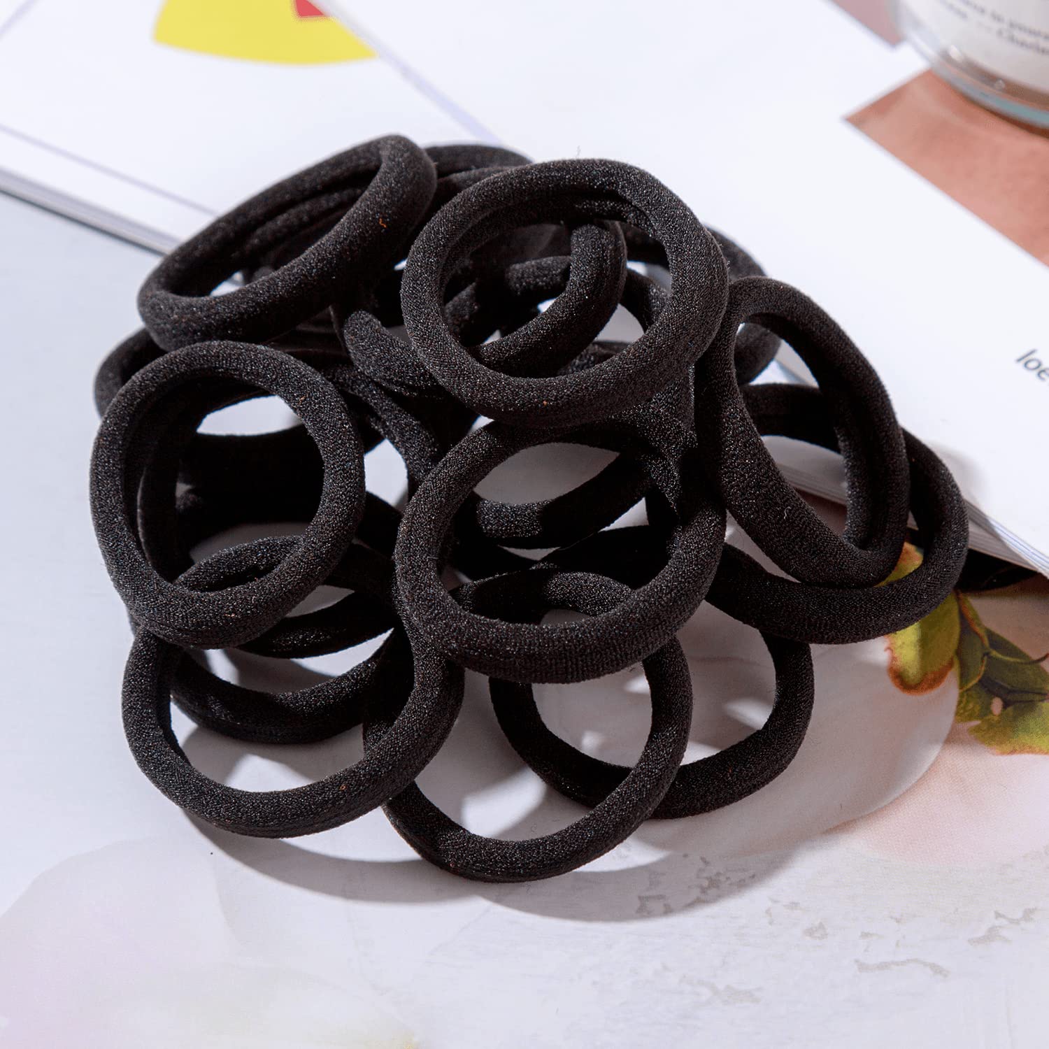 ZBORH 100PCS Black Seamless Hair Ties for Women - No Damage Elastic Ponytail Holders for Thick Hair - Perfect for Workouts, Office, and Everyday Styling