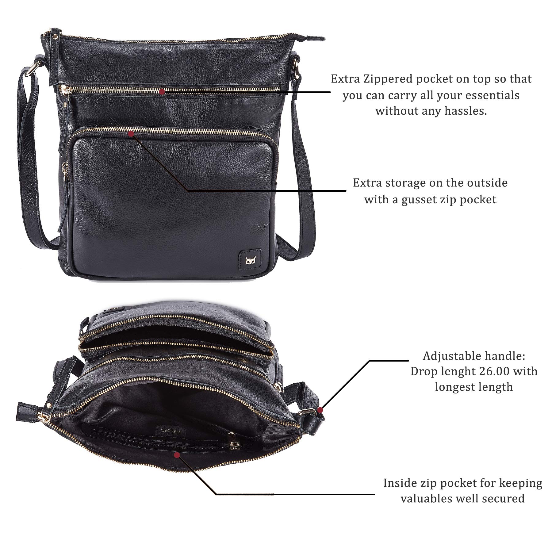 Genuine Leather Crossbody Bags for Women - Handmade Shoulder Purse with Stylish Design & Convenient Pockets | Perfect for Work, Travel & Everyday Use