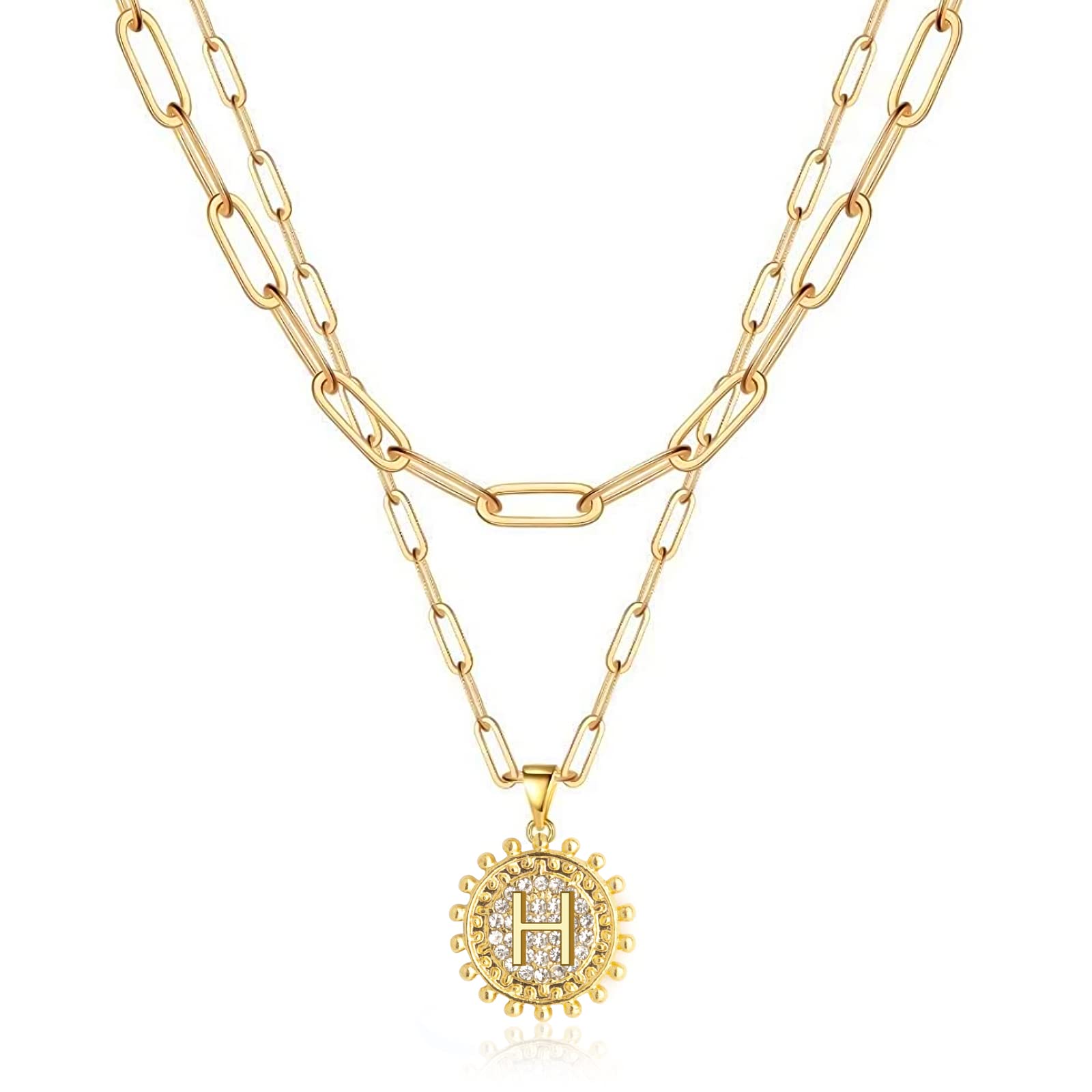 14K Gold Plated Layered Choker Necklaces for Women - Adjustable Paperclip Chain & Coin Pendant Necklace Set, Minimalist Layering Jewelry Gift for Her | Perfect for Date Night, Office Wear & Everyday Fashion Accessories